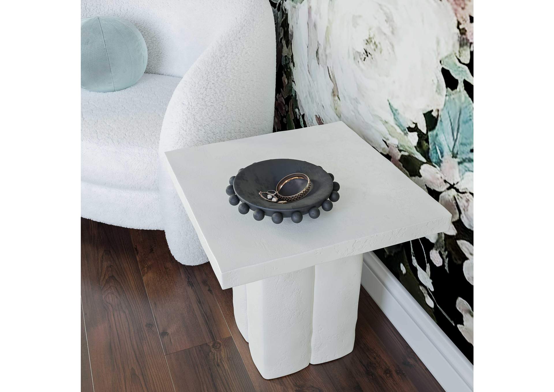 Kayla White Concrete Side Table image 3