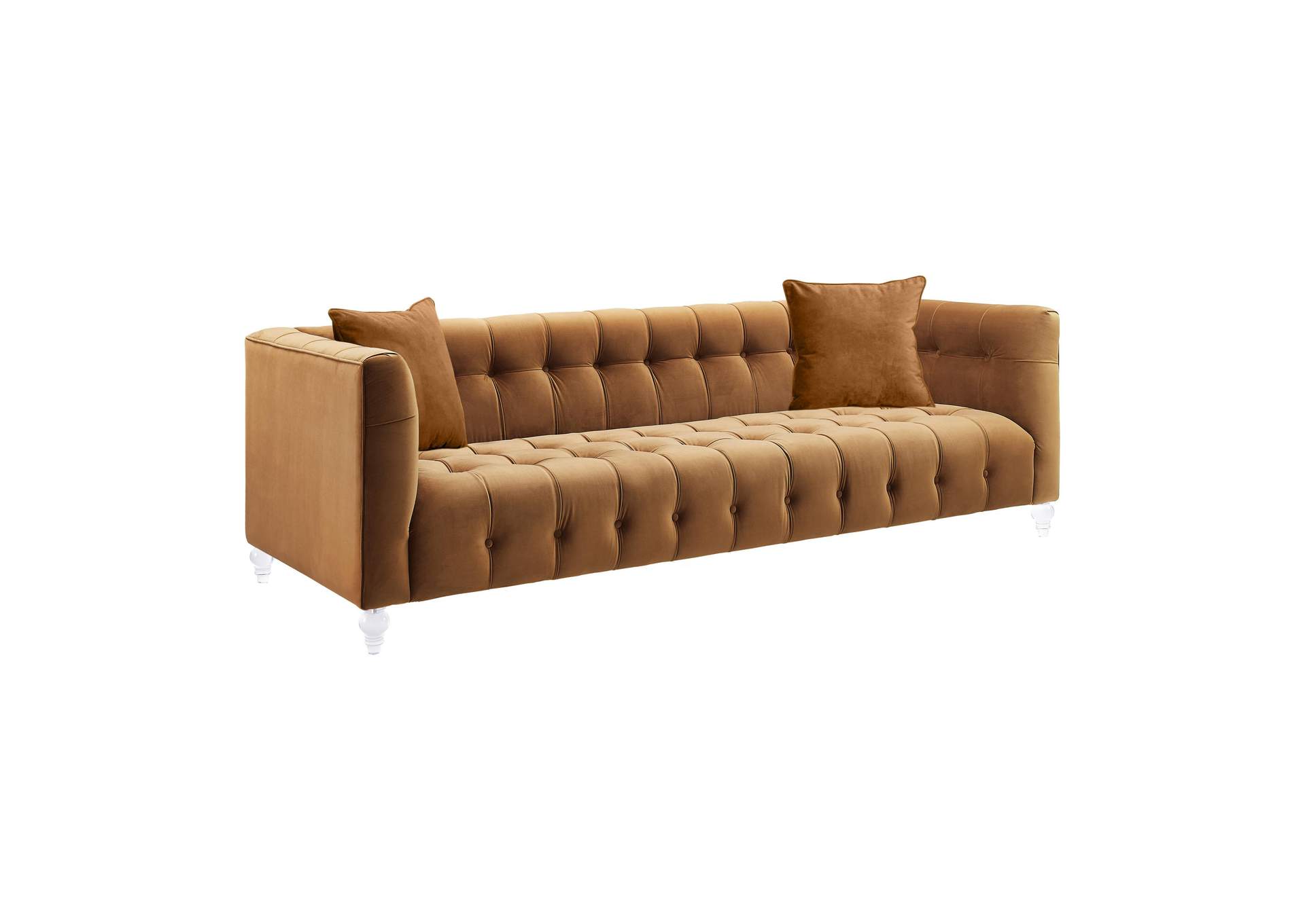 Bea Cognac Velvet Sofa image 4
