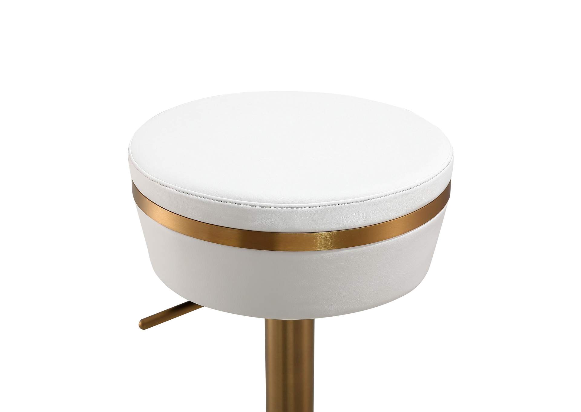 Astro White Performance Vegan Leather and Gold Adjustable Stool image 1