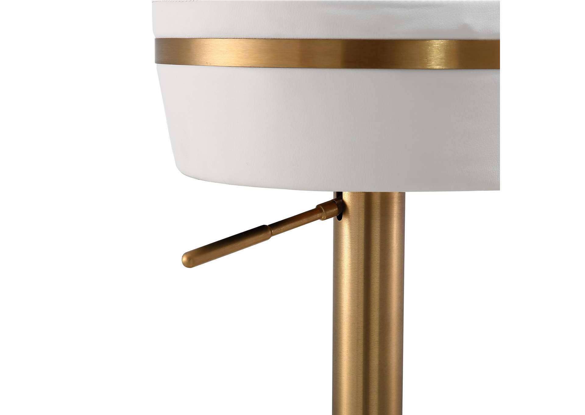 Astro White Performance Vegan Leather and Gold Adjustable Stool image 3