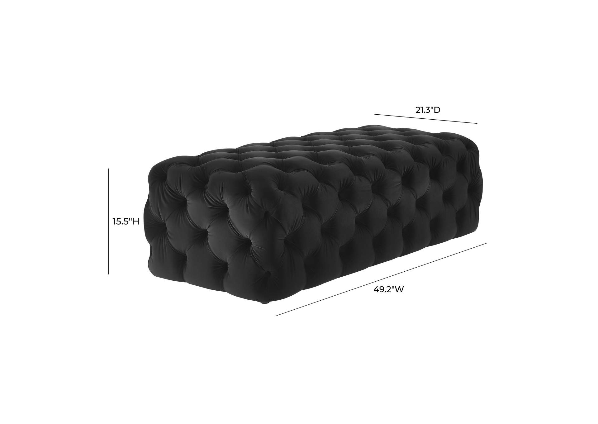 Kaylee Black Velvet Ottoman image 5
