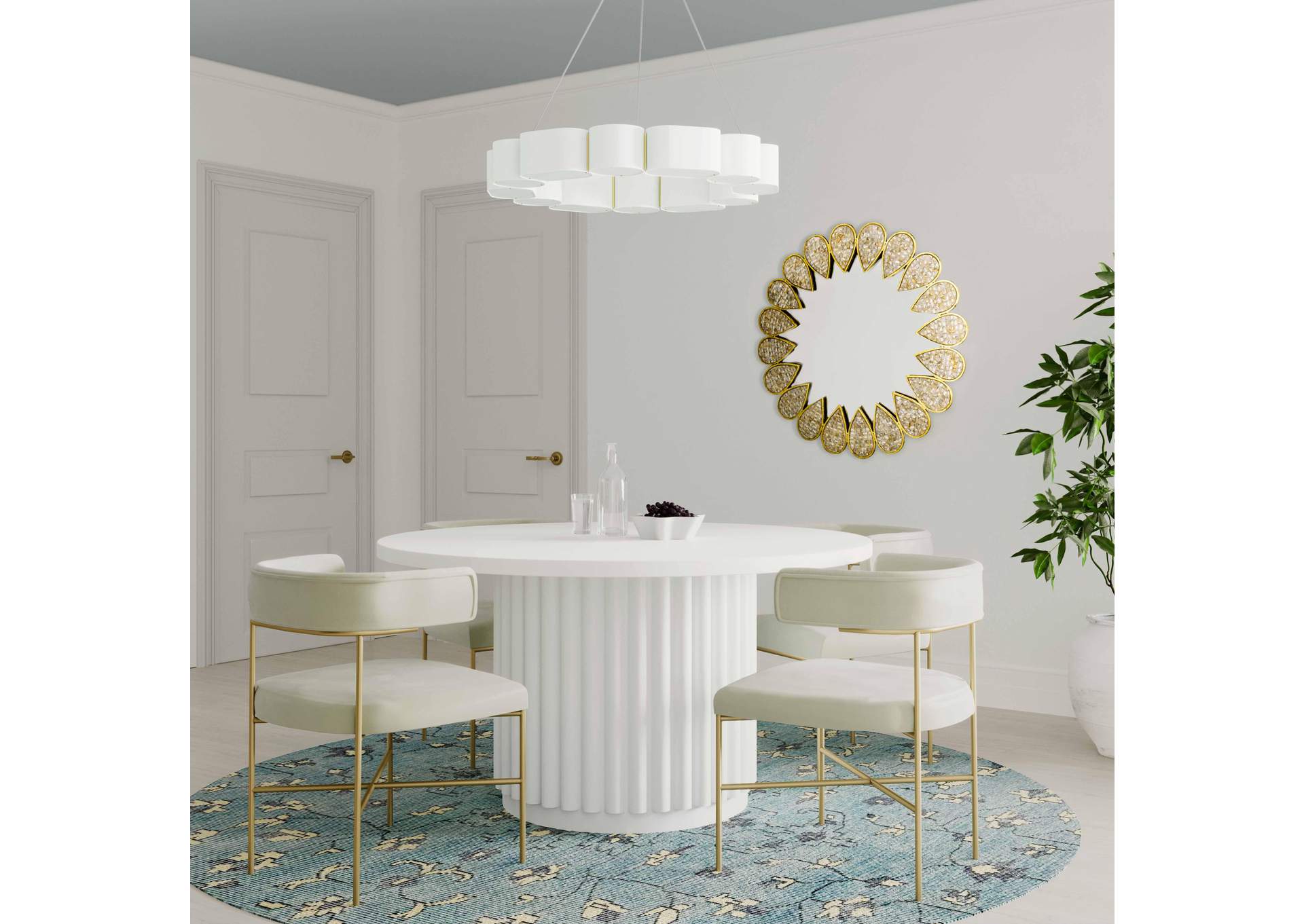 Kali 55 Inch White Round Dining Table image 4