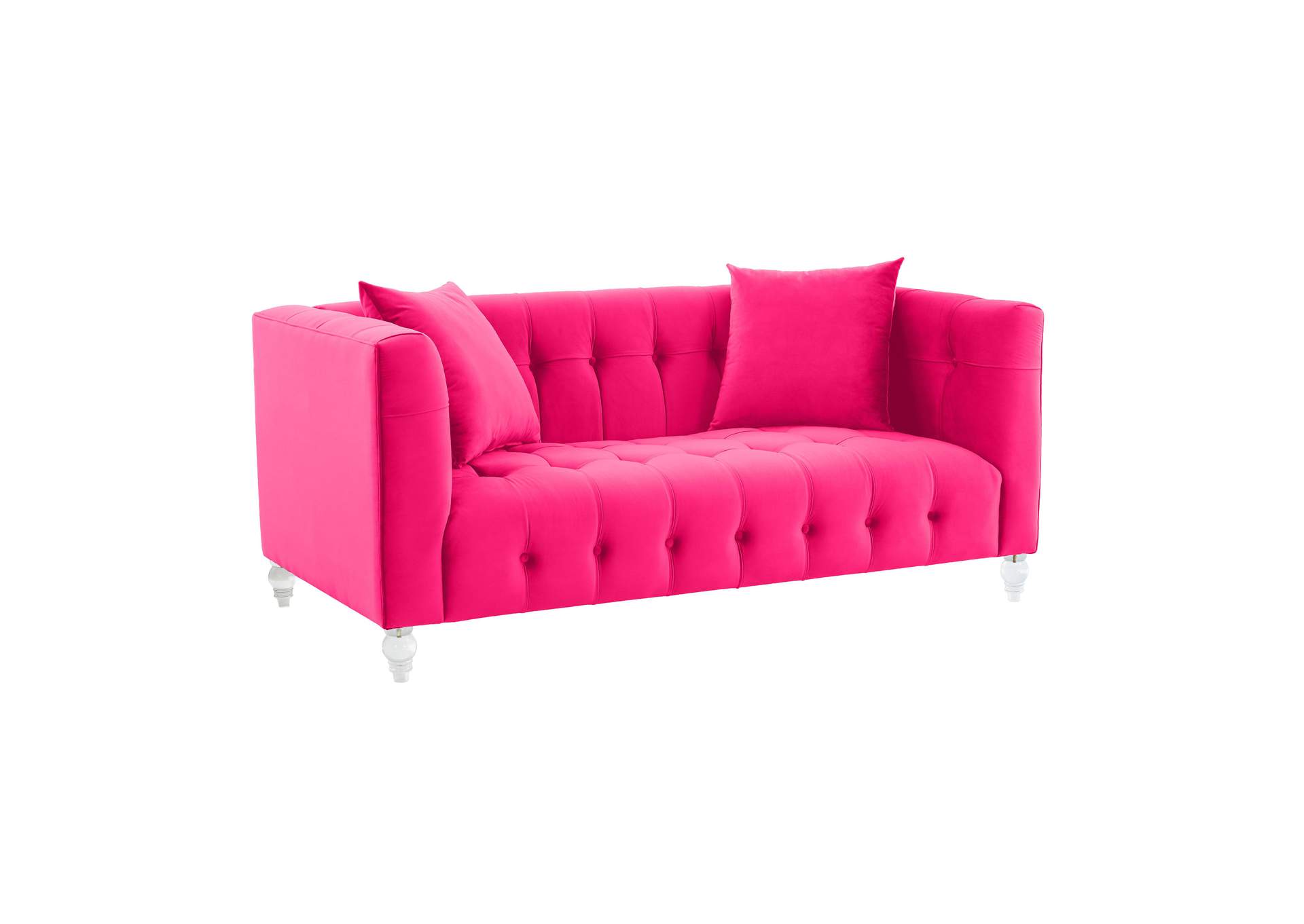 Bea Hot Pink Velvet Loveseat image 1