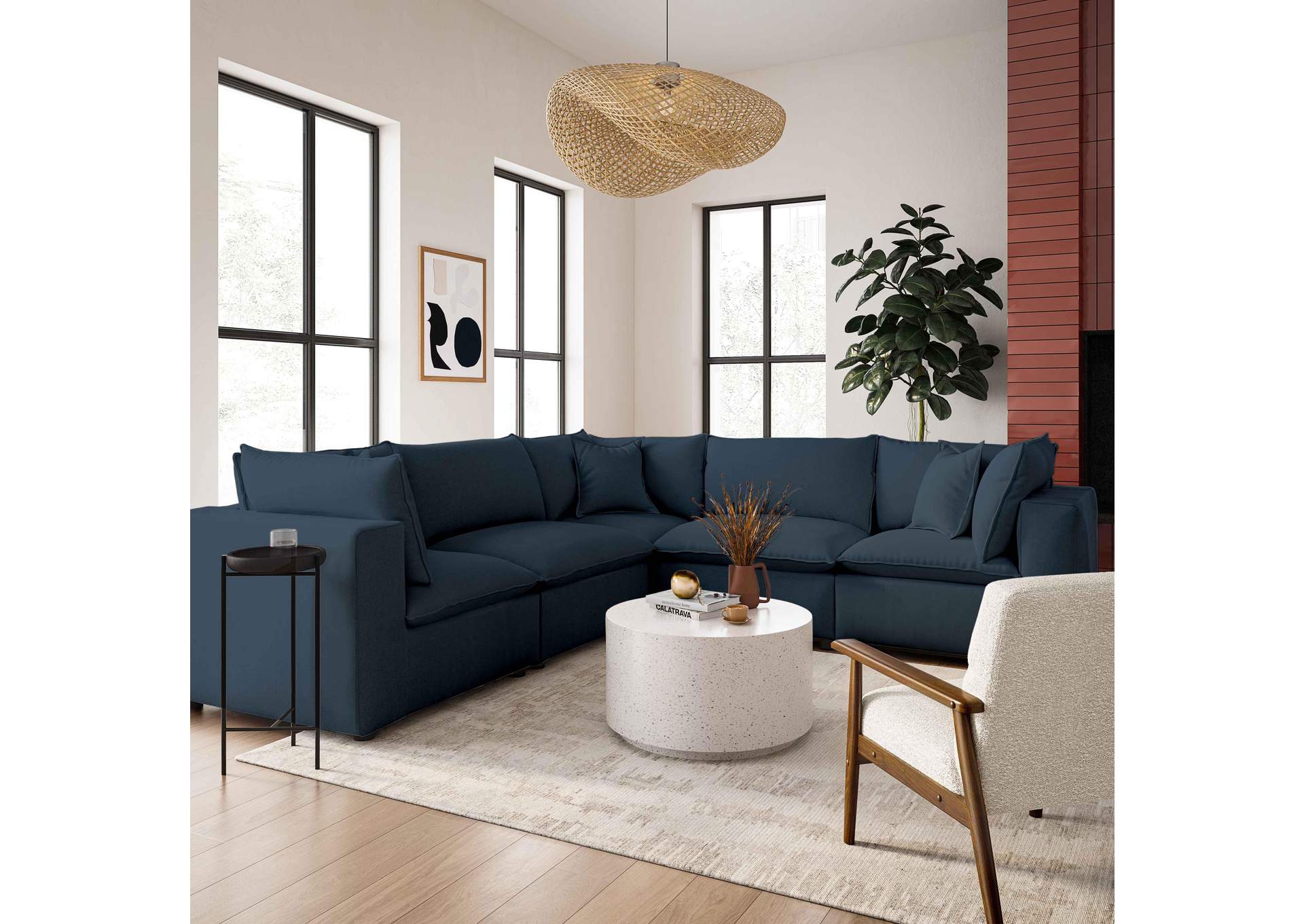 Cali Navy Performance Fabric Modular L - Sectional image 3