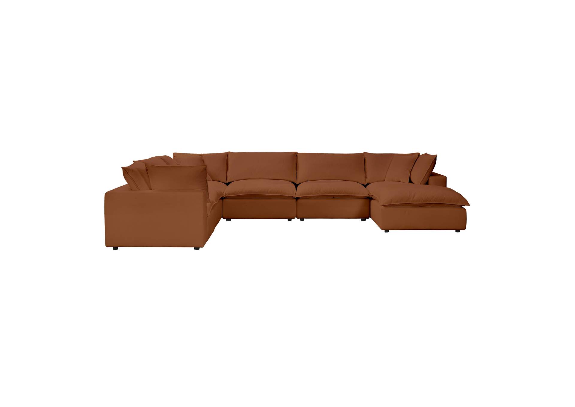 Cali Rust Performance Fabric Modular Large Chaise Sectional image 1
