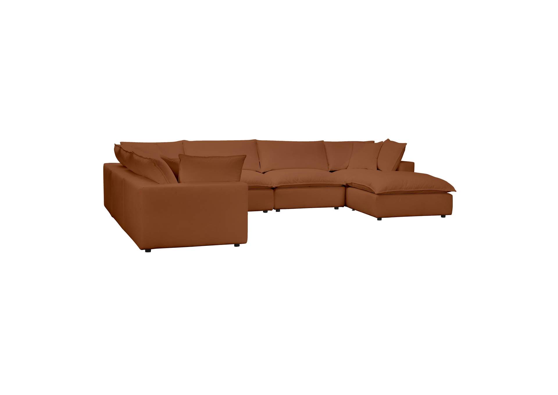 Cali Rust Performance Fabric Modular Large Chaise Sectional image 4