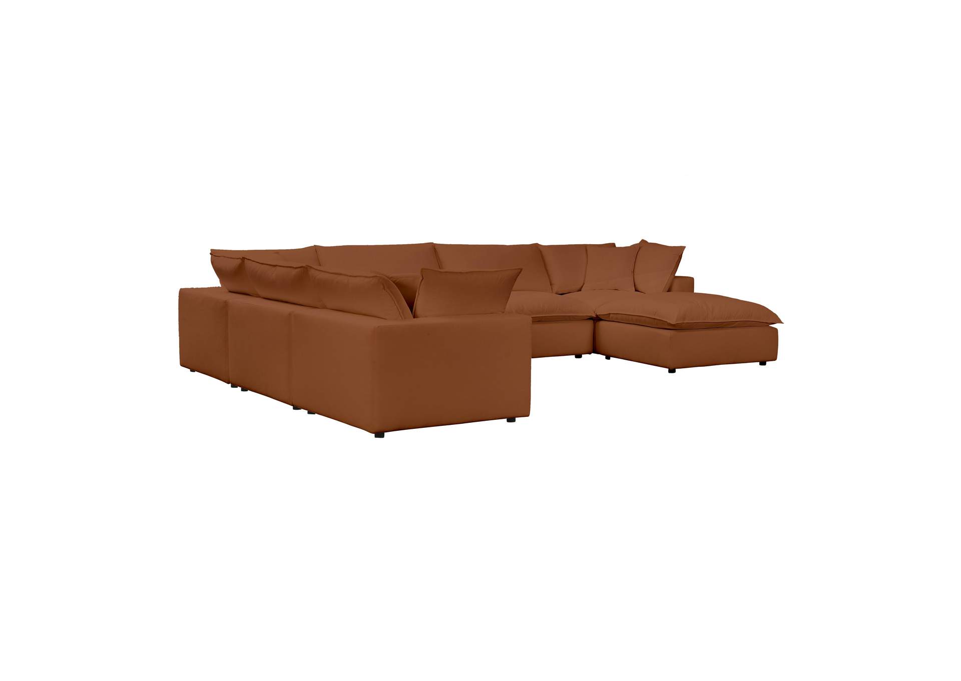Cali Rust Performance Fabric Modular Large Chaise Sectional image 5