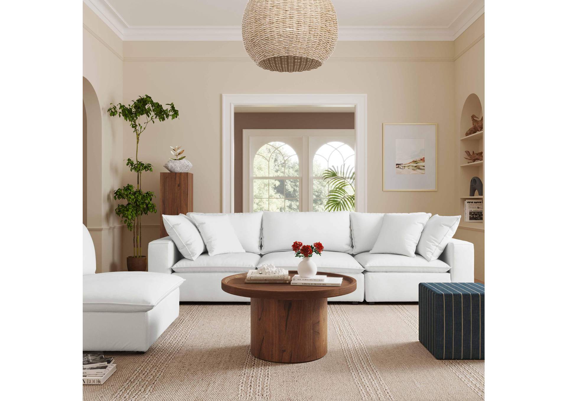 Cali Pearl Performance Fabric Modular 4 Piece Sectional image 3