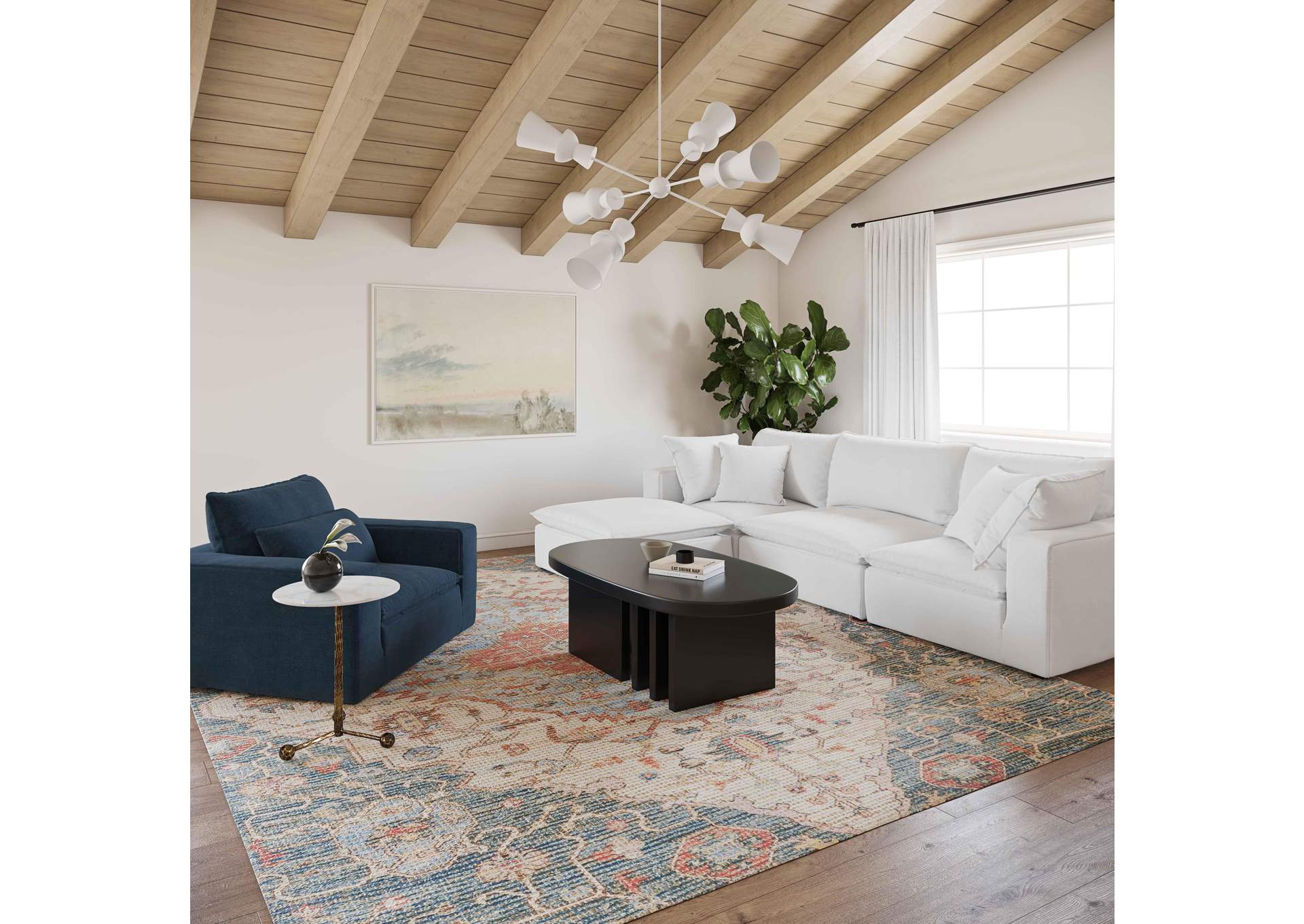 Cali Navy Performance Fabric Arm Chair image 3