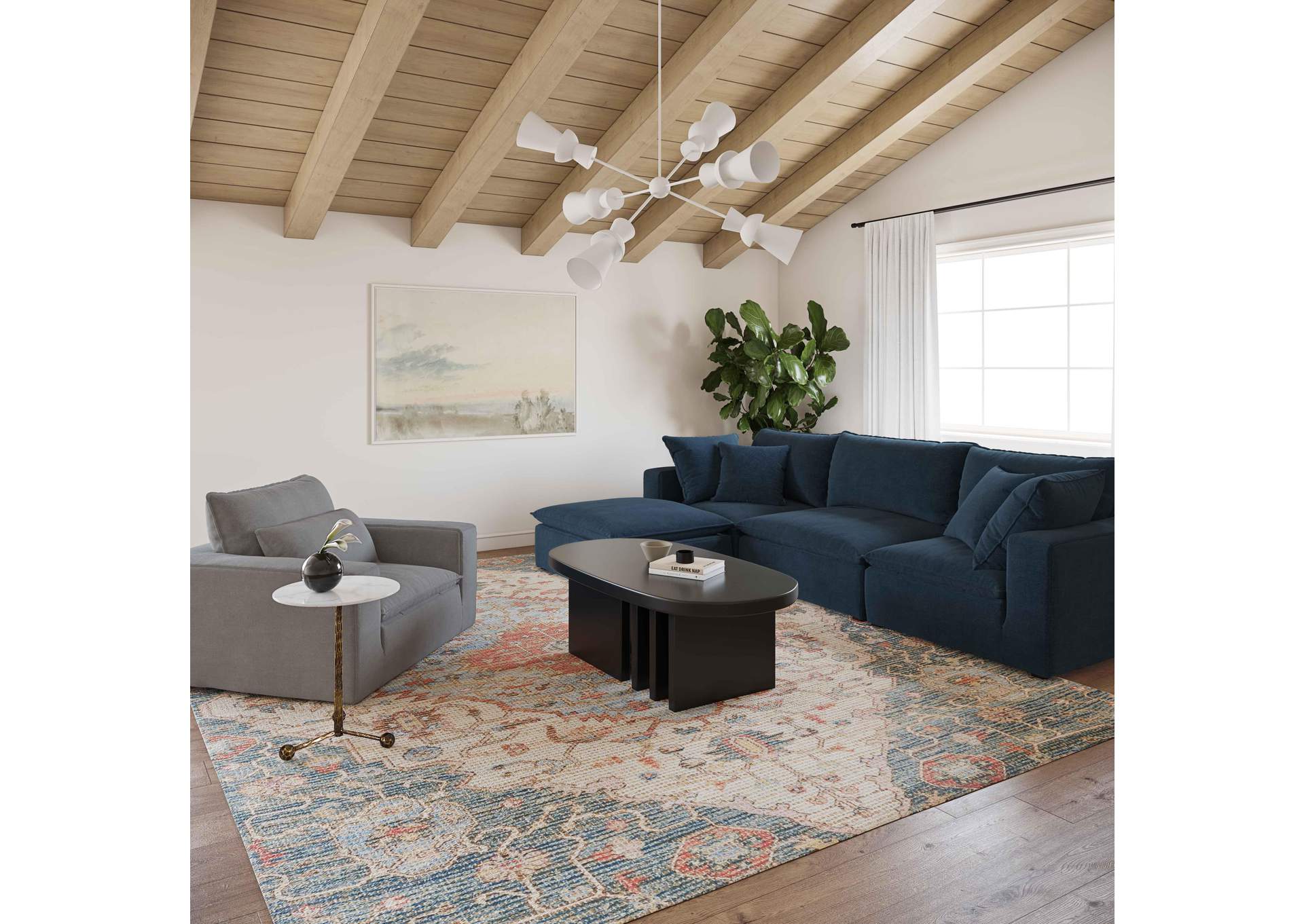 Cali Navy Performance Fabric Modular 4 Piece Sectional image 3
