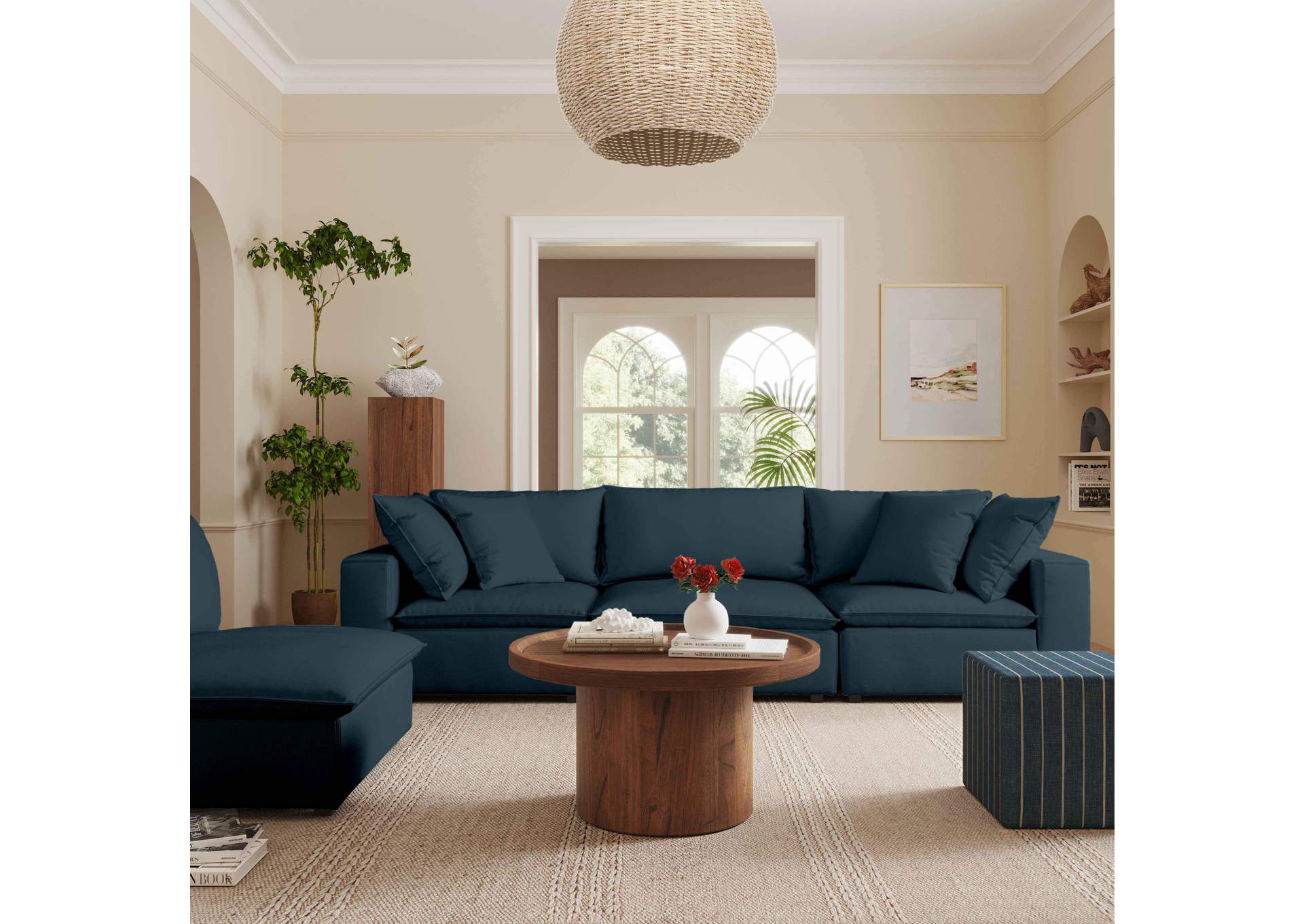 Cali Navy Performance Fabric Modular 4 Piece Sectional image 7