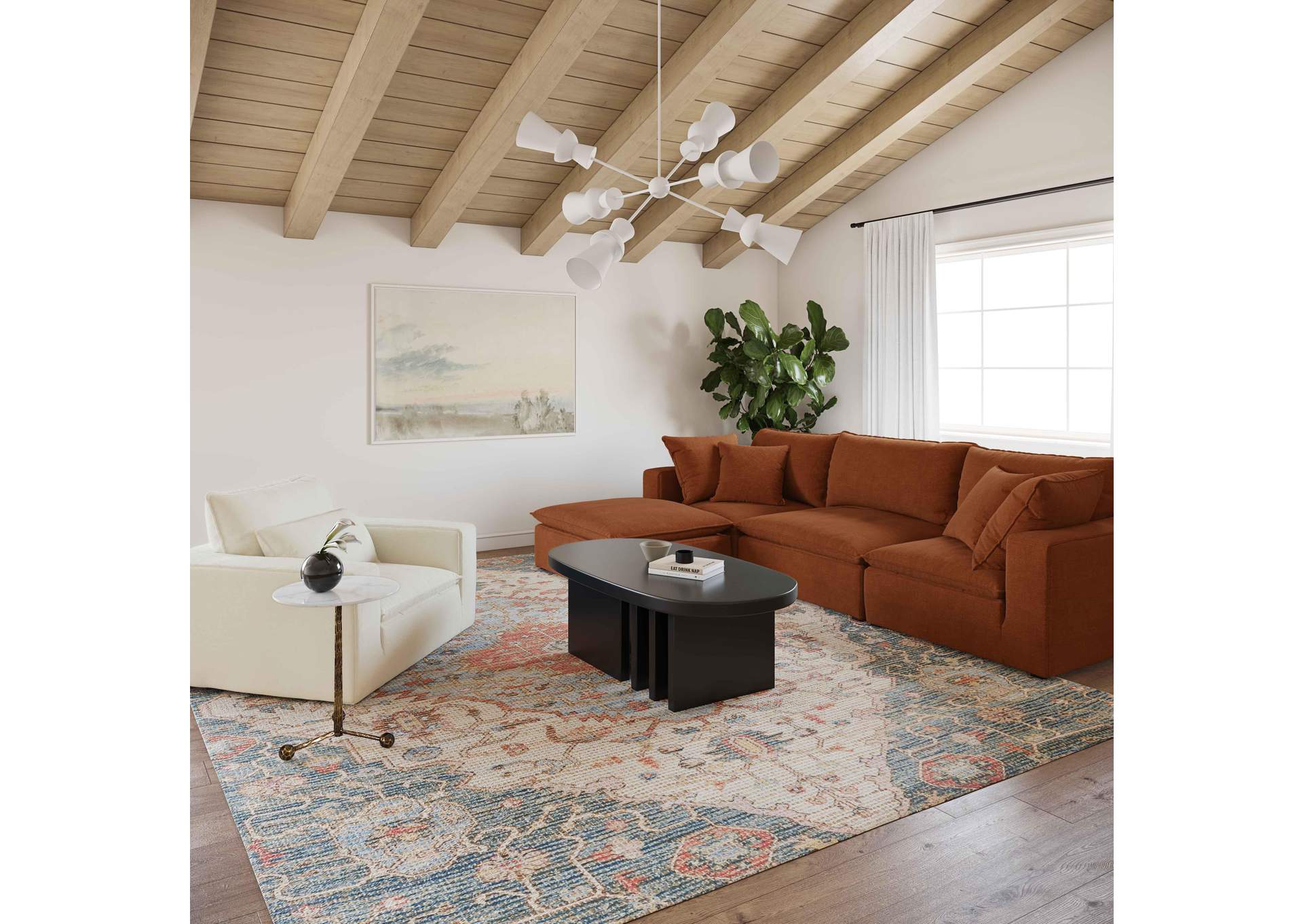 Cali Rust Performance Fabric Modular 4 Piece Sectional image 7