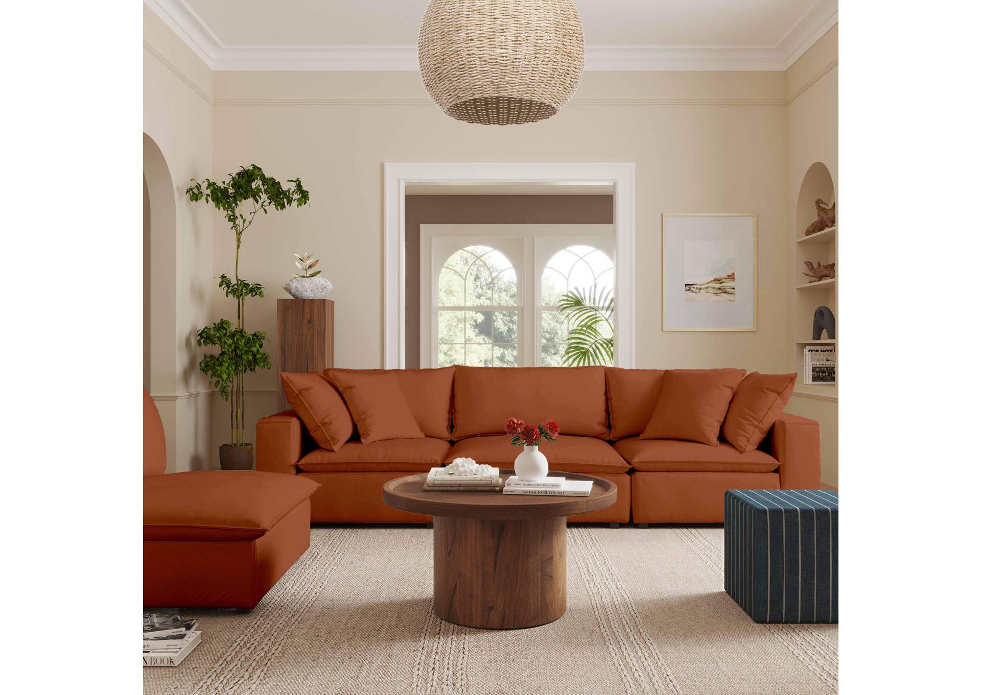Cali Rust Performance Fabric Modular 4 Piece Sectional image 3