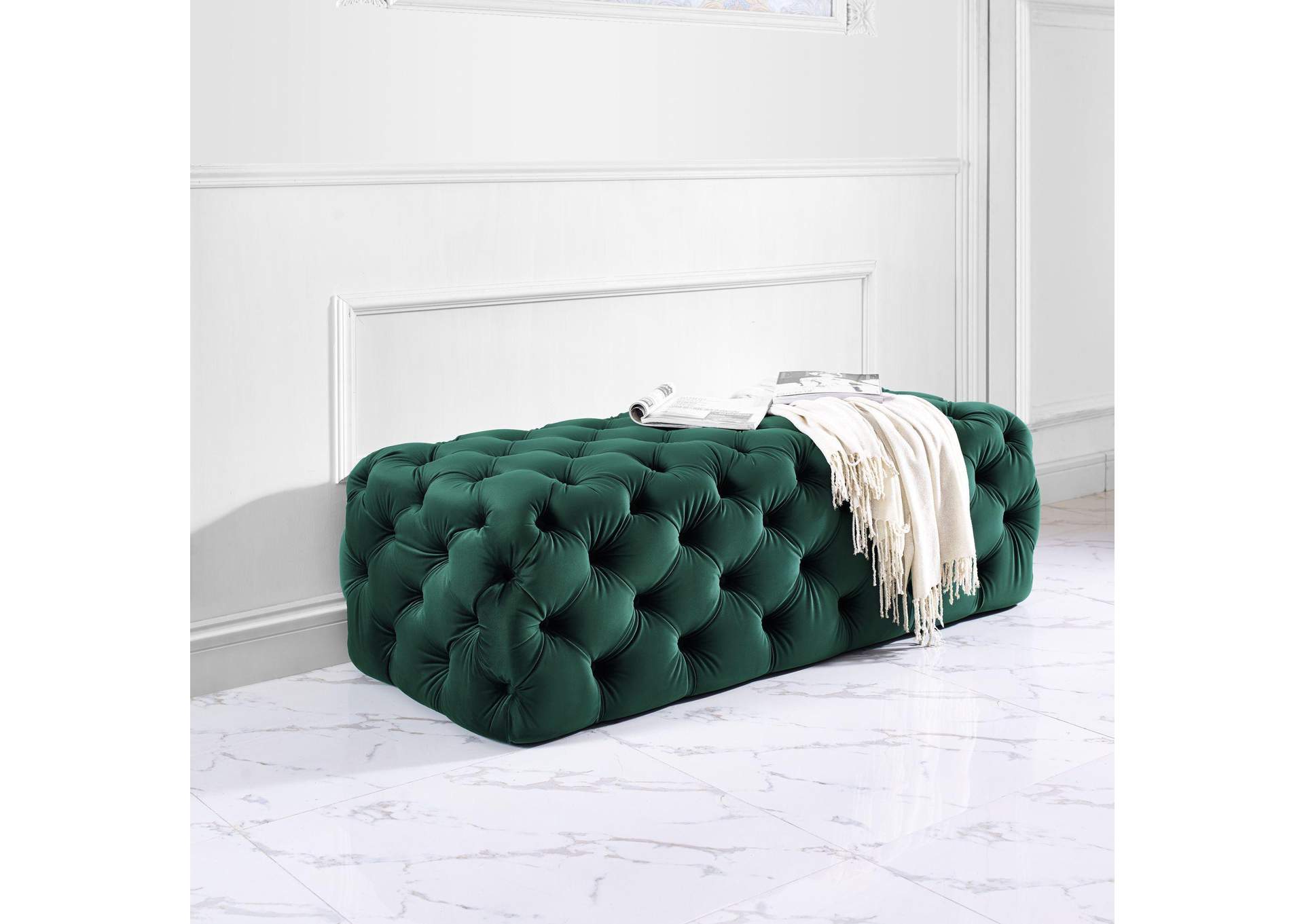 Kaylee Green Velvet Ottoman image 4