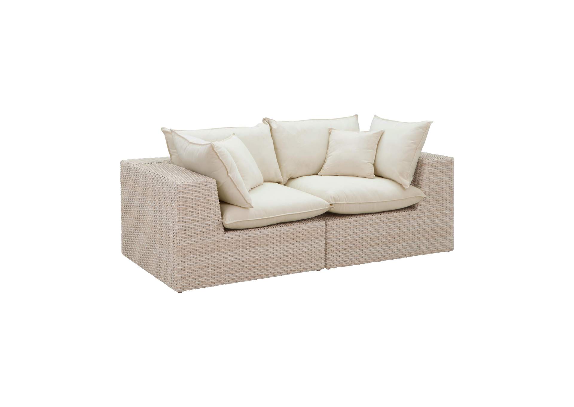 Cali Natural Wicker Outdoor Modular Loveseat image 1