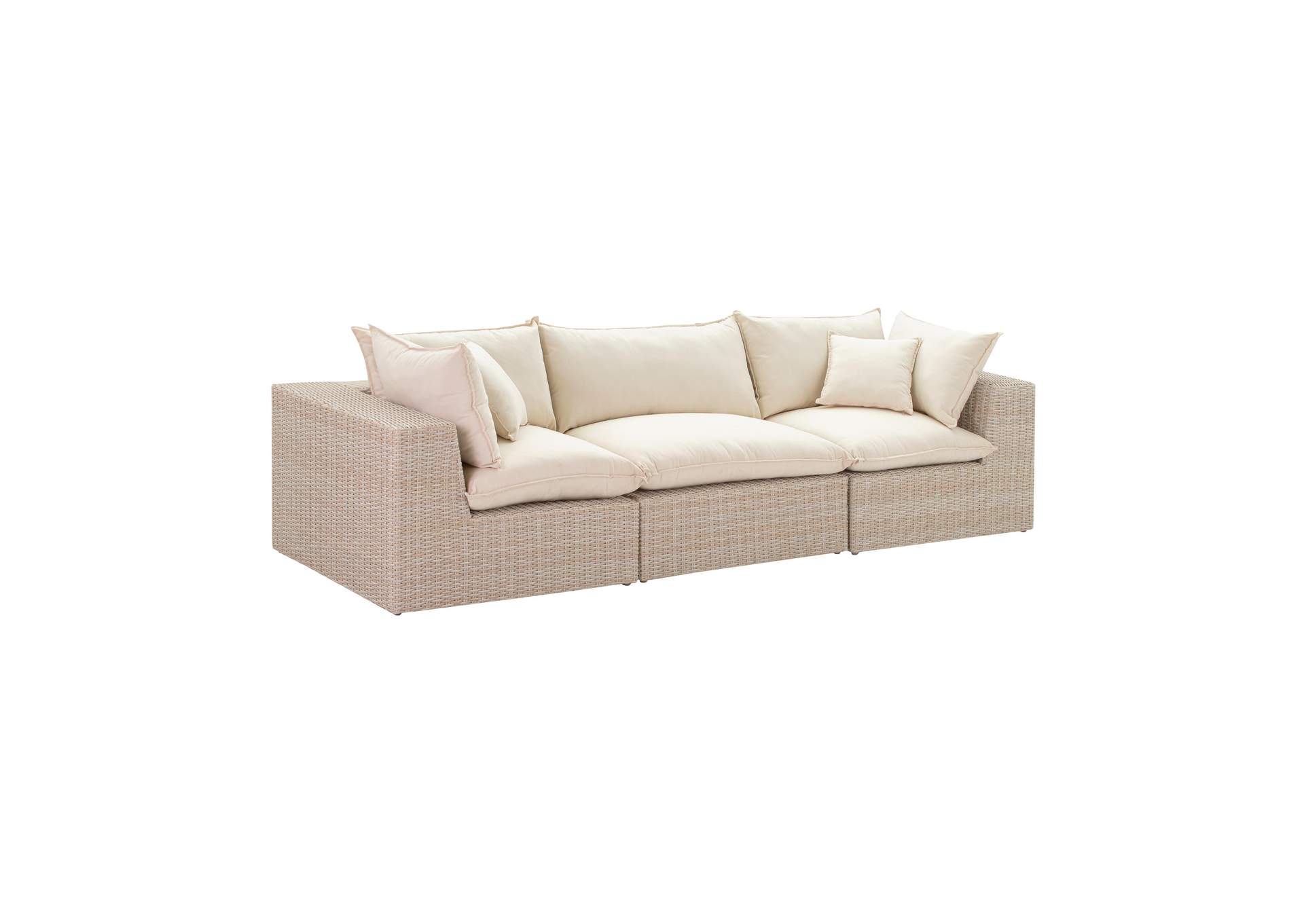Cali Natural Wicker Outdoor Modular Sofa image 1
