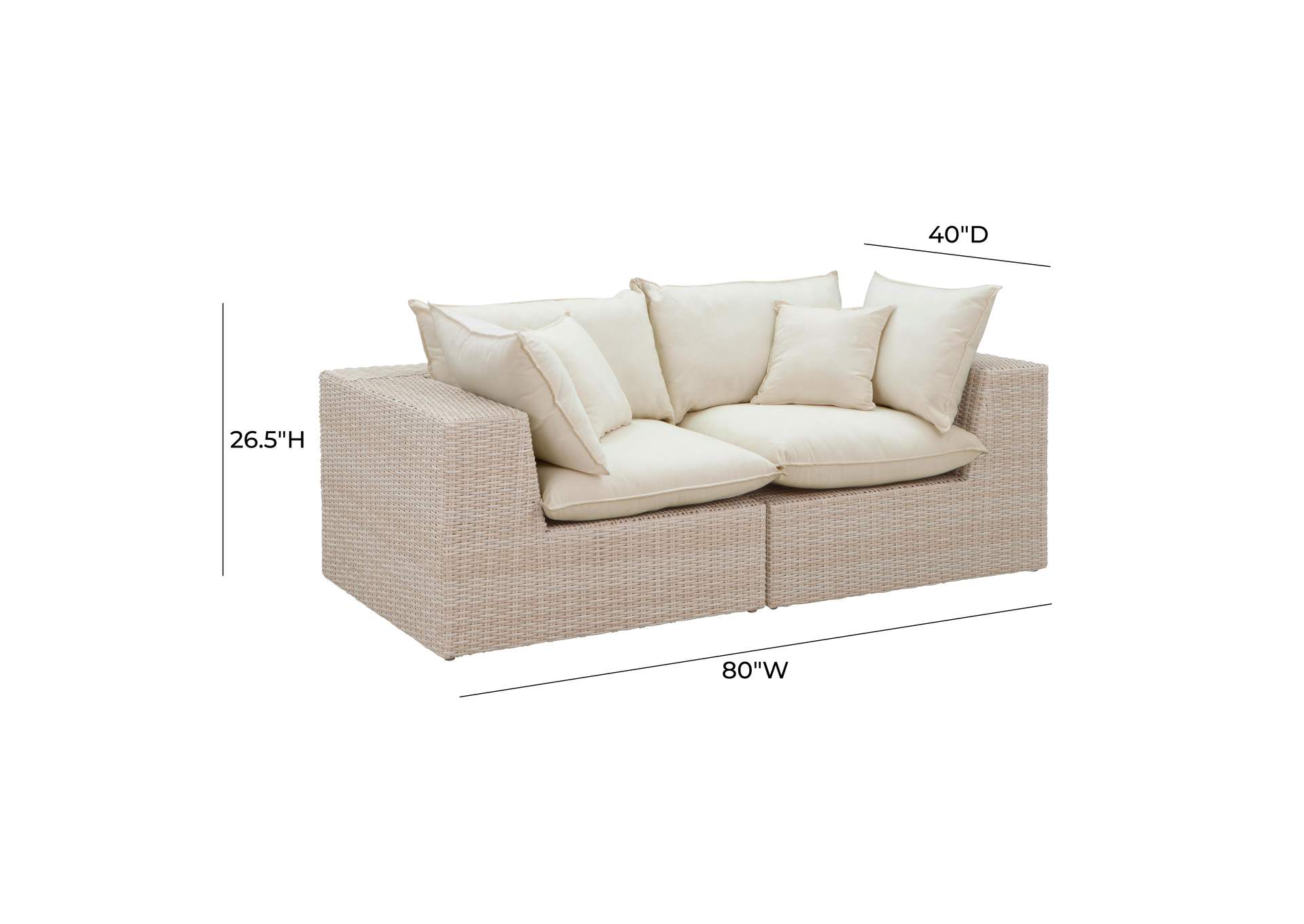 Cali Natural Wicker Outdoor Modular Loveseat image 9