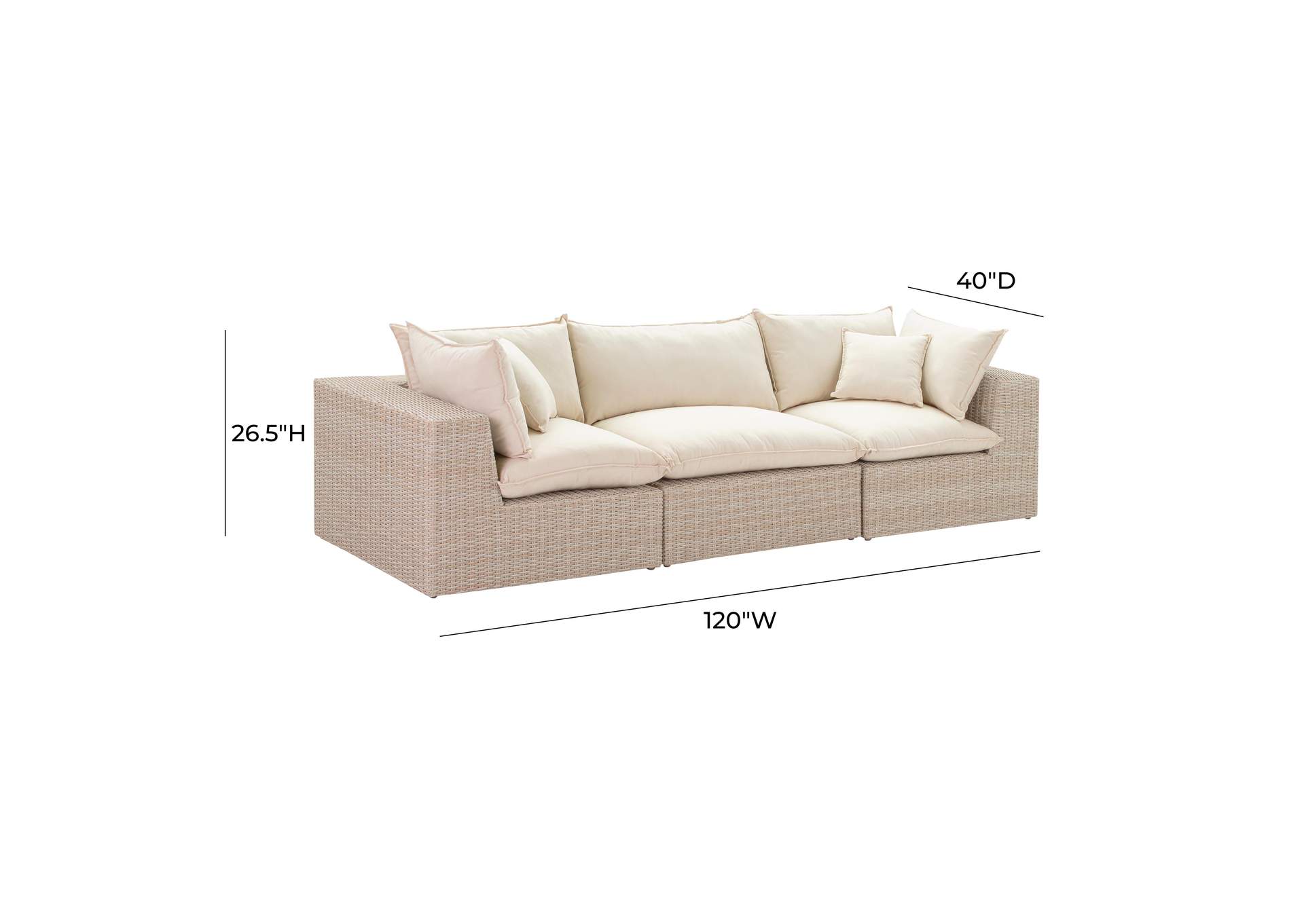 Cali Natural Wicker Outdoor Modular Sofa image 10