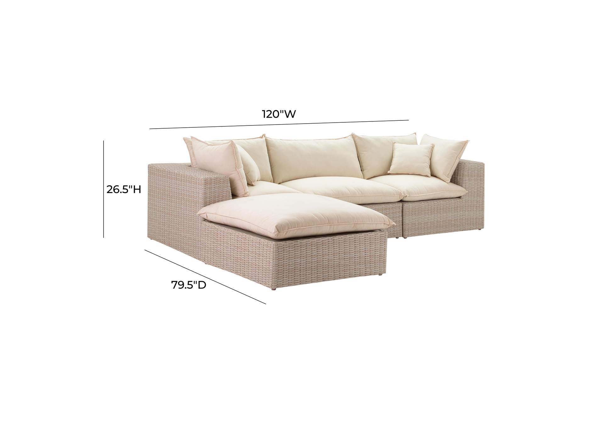 Cali Natural Wicker Outdoor Modular Sectional image 10