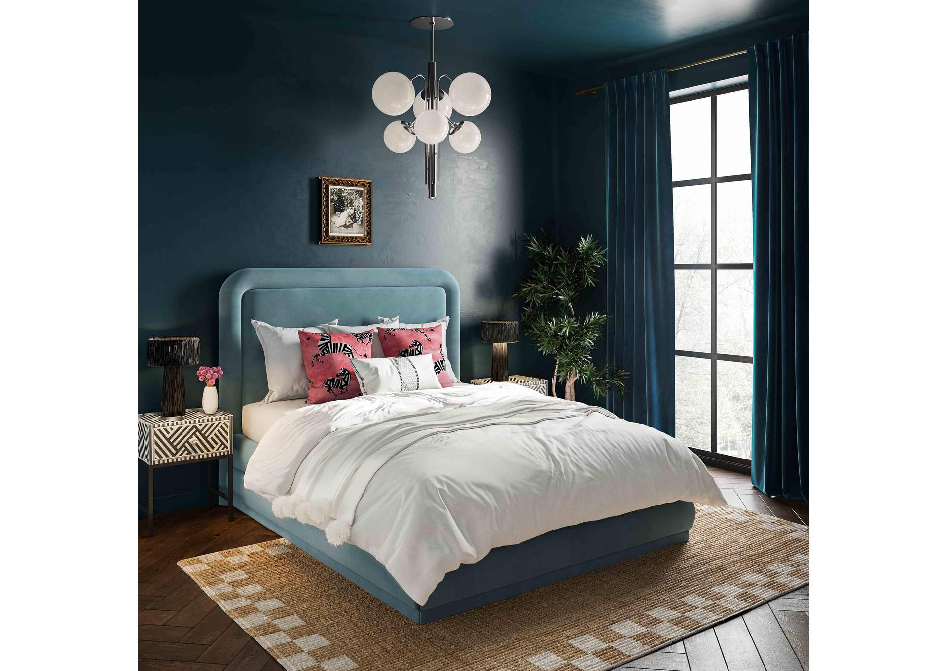 Briella Bluestone Velvet King Bed image 3