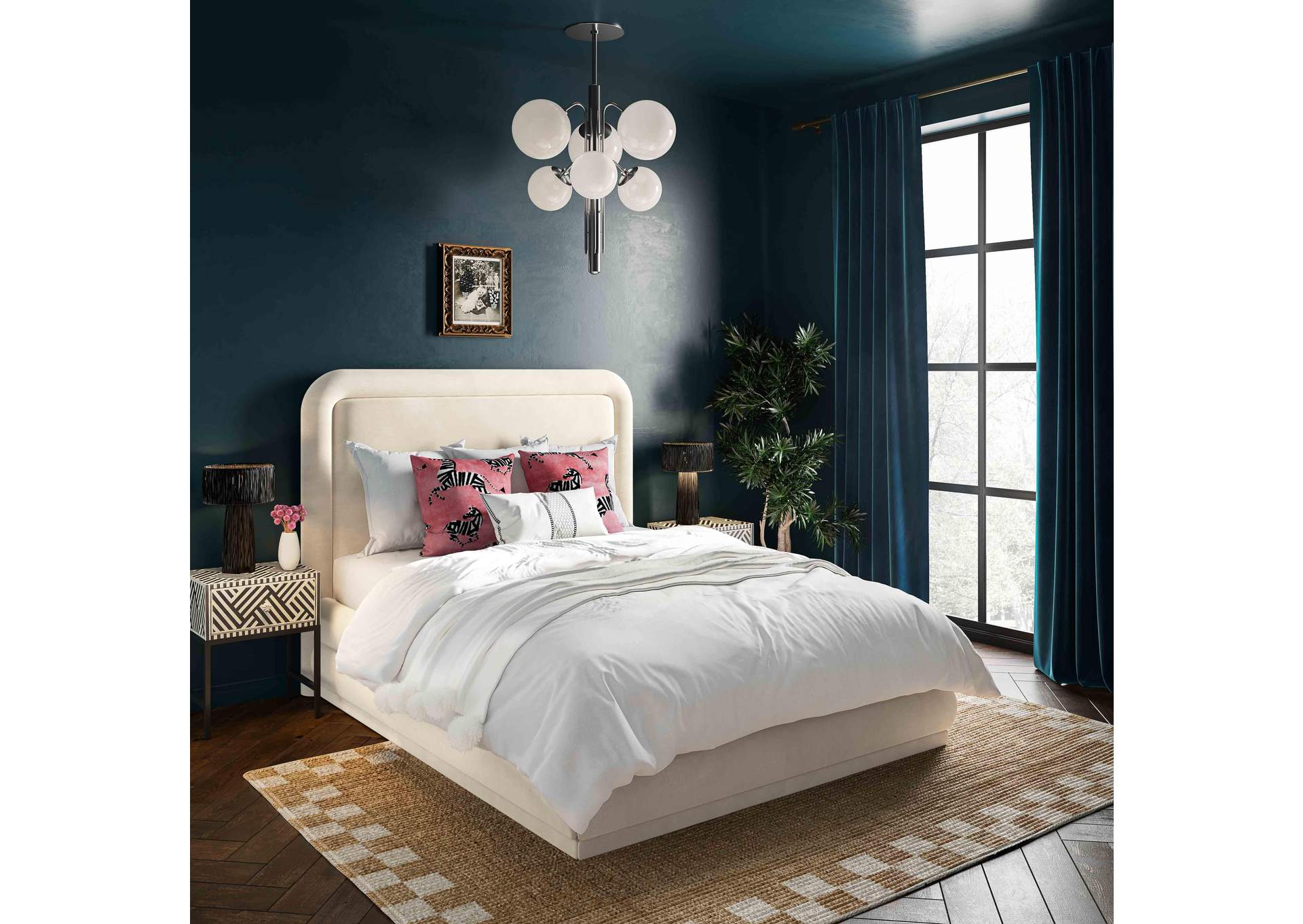 Briella Cream Velvet Full Bed image 3