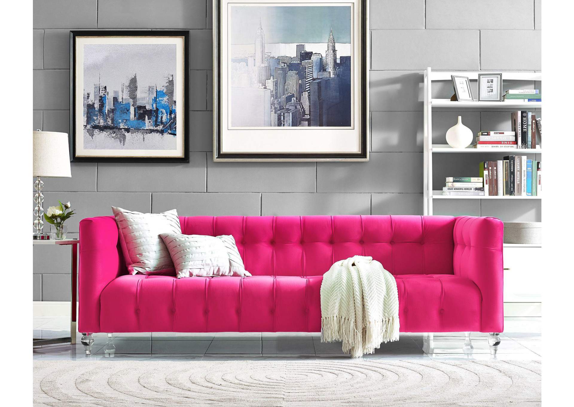 Bea Hot Pink Velvet Sofa image 4