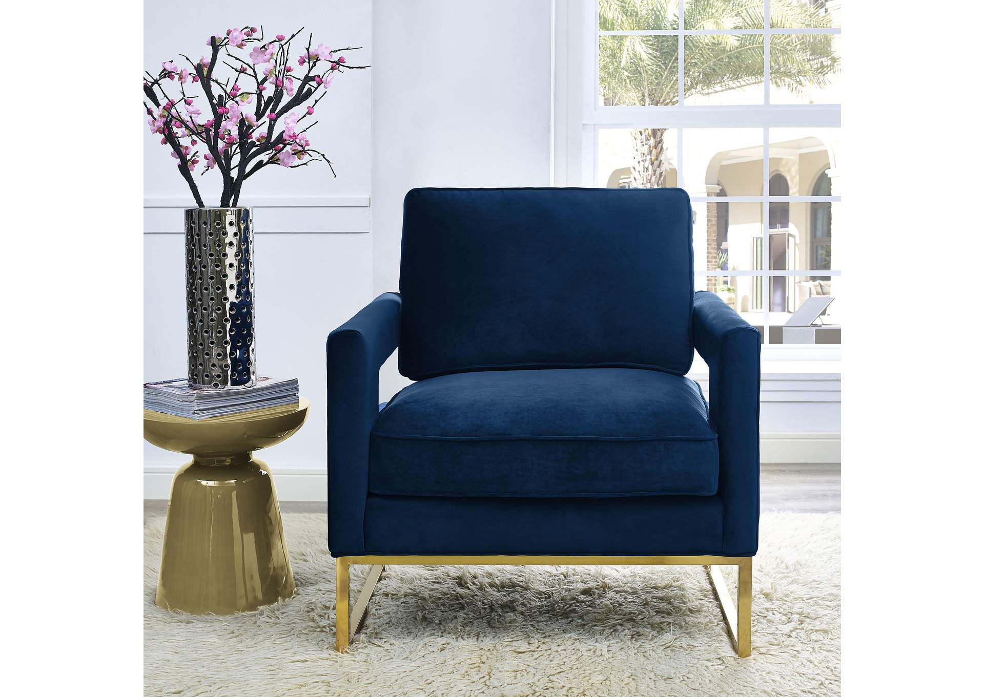 Avery Navy Velvet Chair image 4
