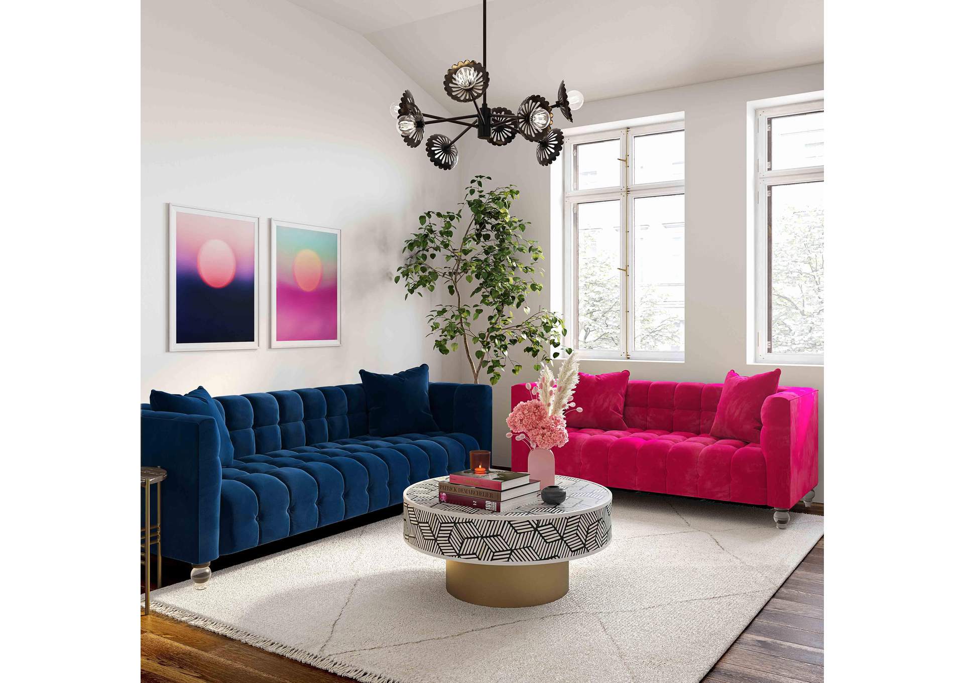 Bea Navy Velvet Sofa image 4