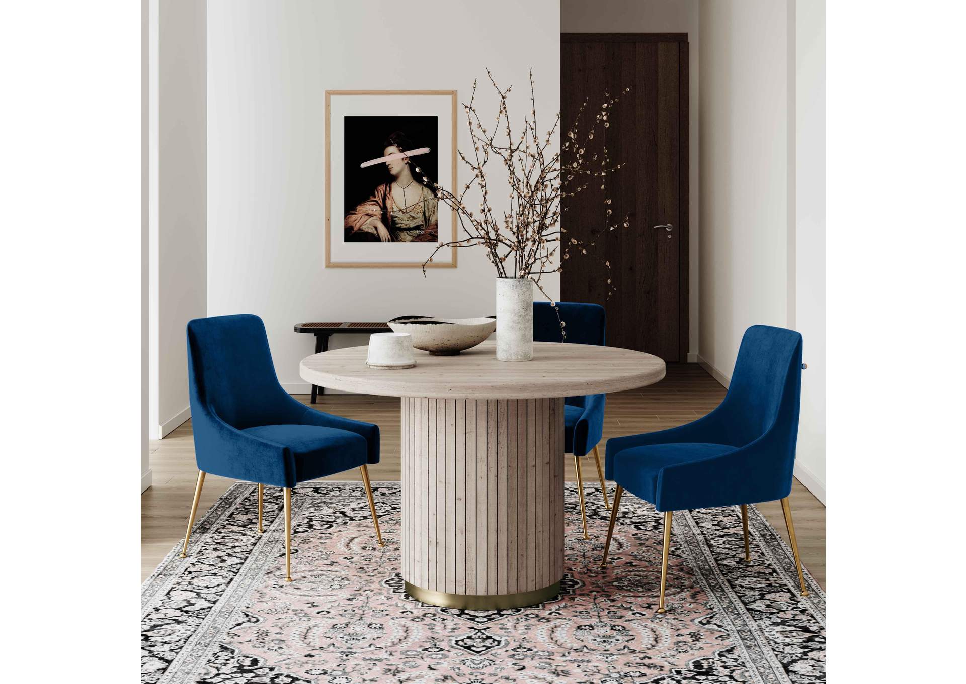 Beatrix Navy Velvet Side Chair image 1