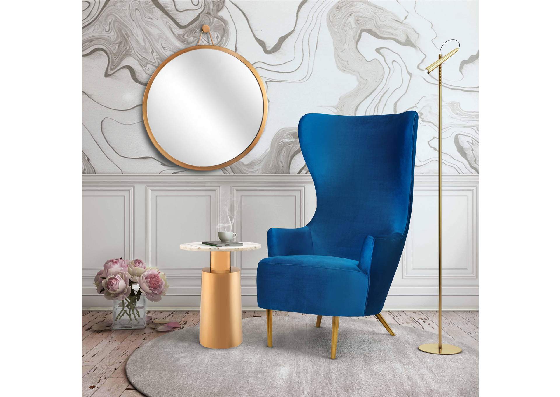 Julia Navy Wingback Chair image 3