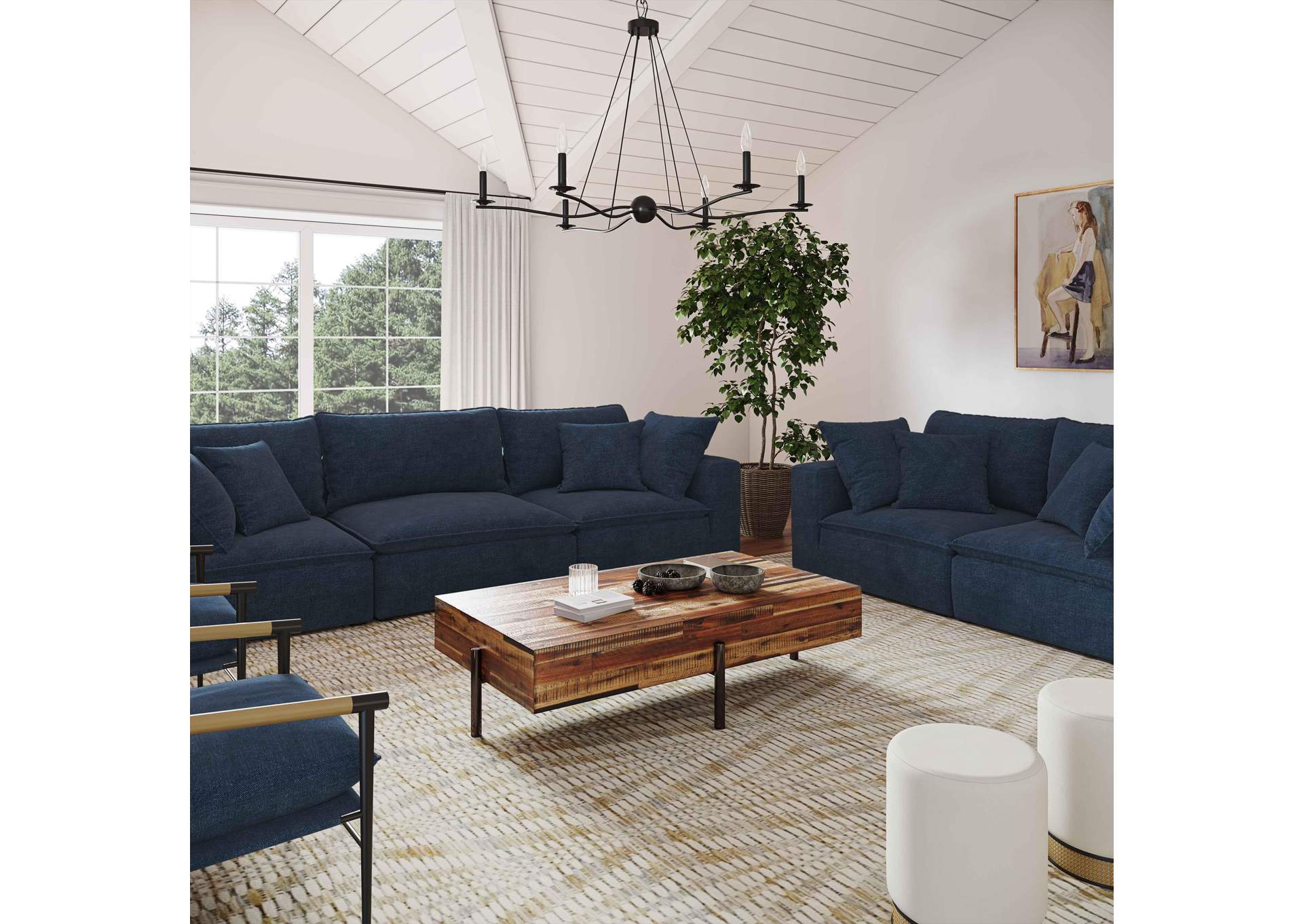 Cali Navy Performance Fabric Modular Loveseat image 3
