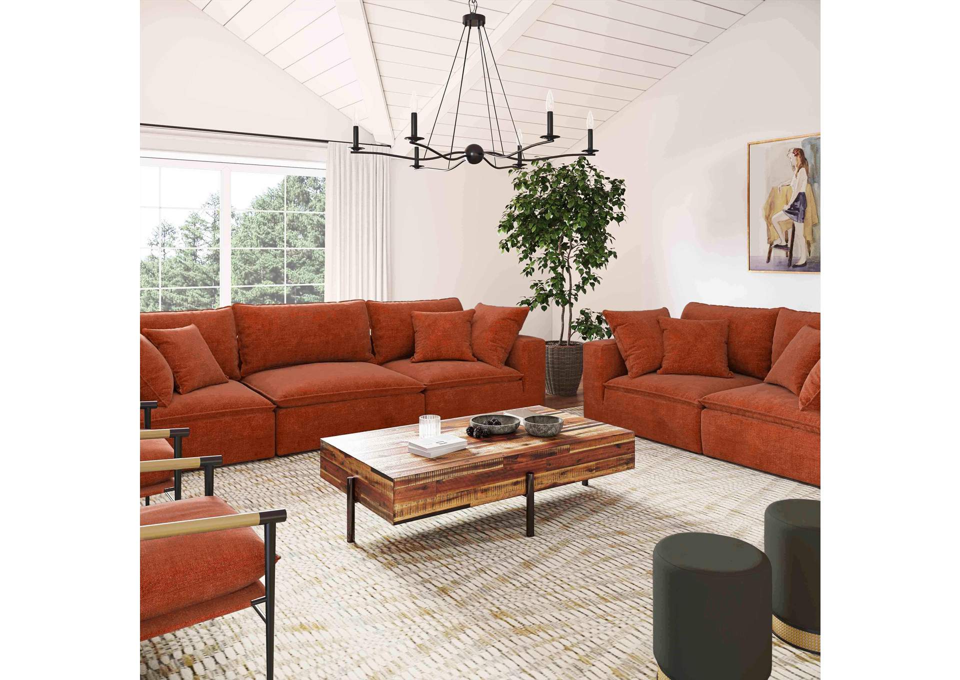 Cali Rust Performance Fabric Modular Loveseat image 3