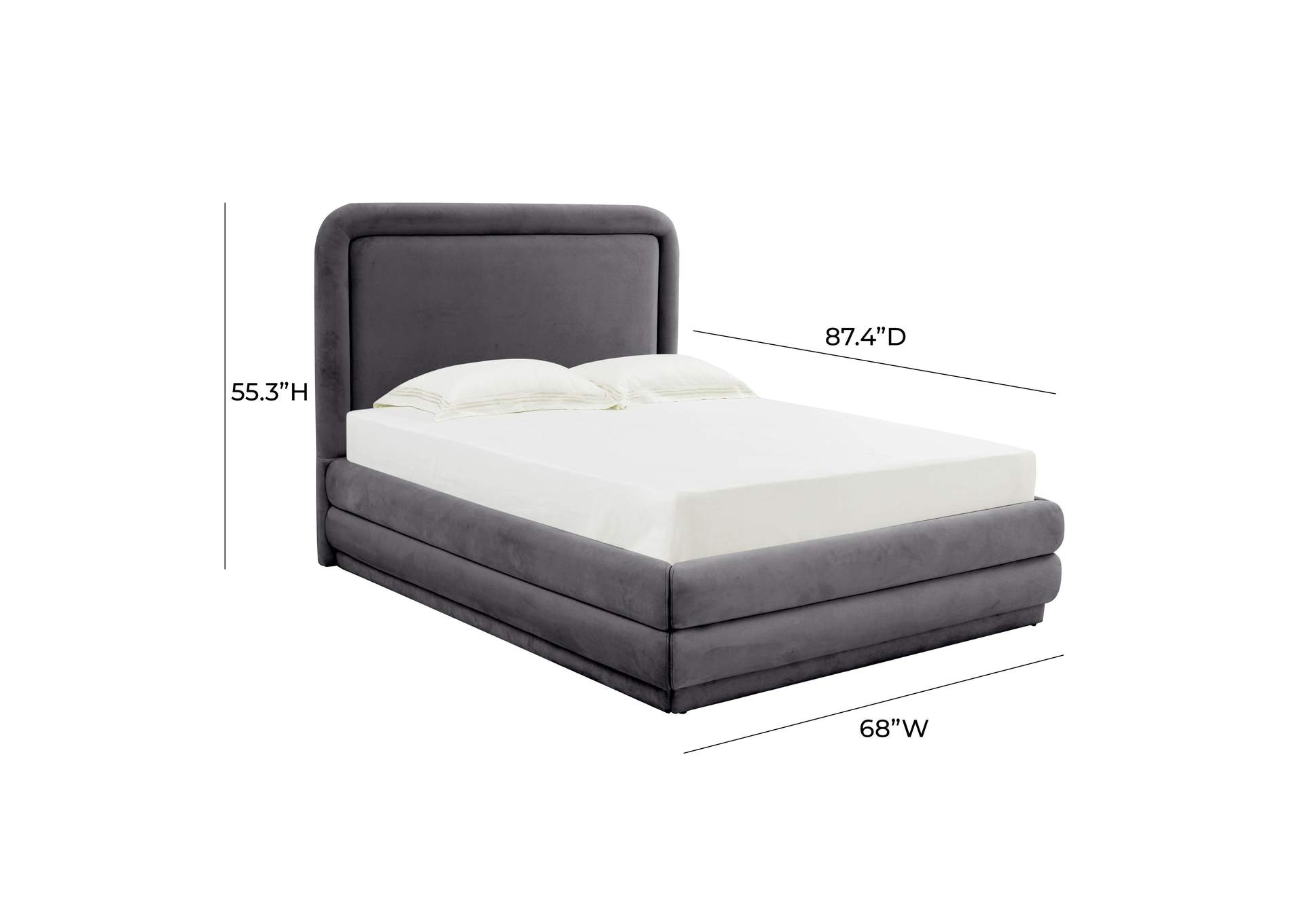 Briella Dark Grey Velvet Queen Bed image 7