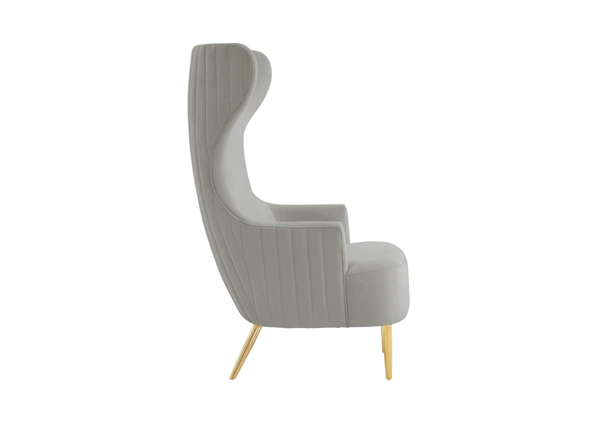 Julia Grey Velvet Channel Tufted Wingback Chair image 3