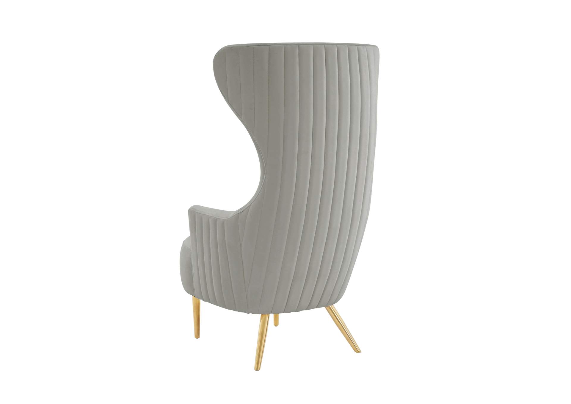 Julia Grey Velvet Channel Tufted Wingback Chair image 4