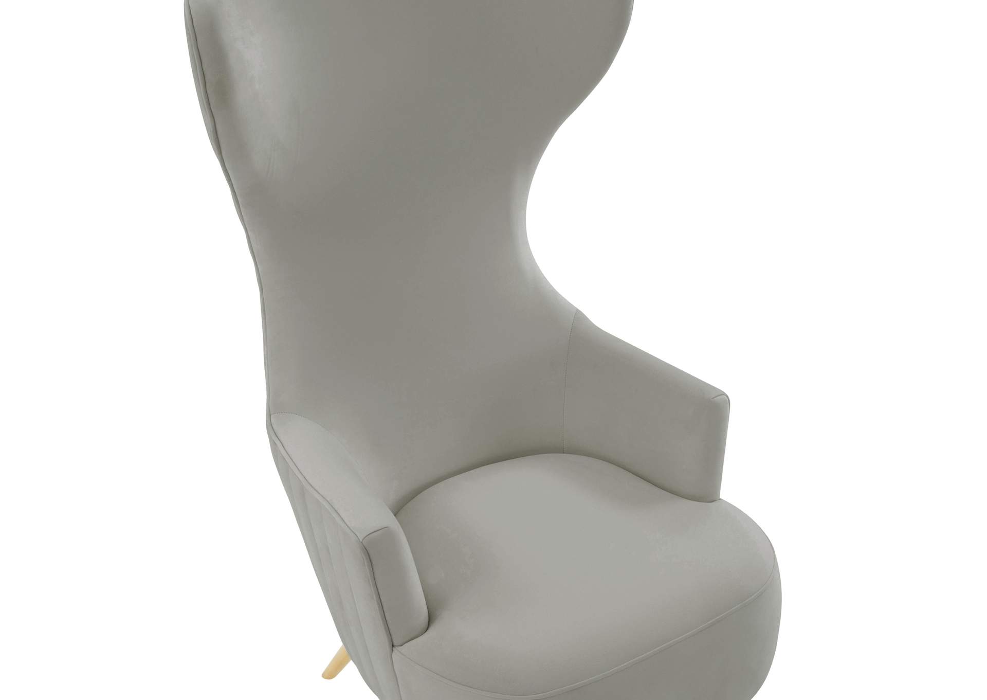Julia Grey Velvet Channel Tufted Wingback Chair image 5