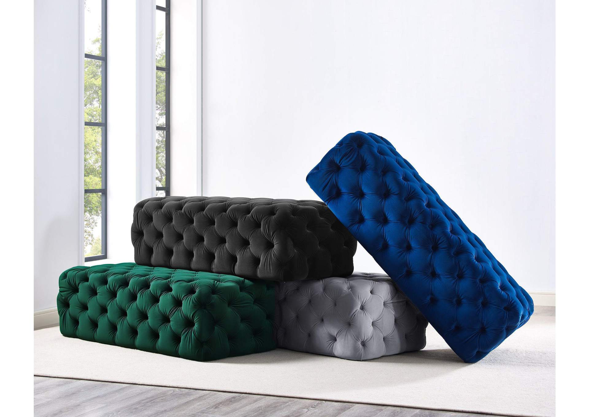 Kaylee Black Velvet Ottoman image 6