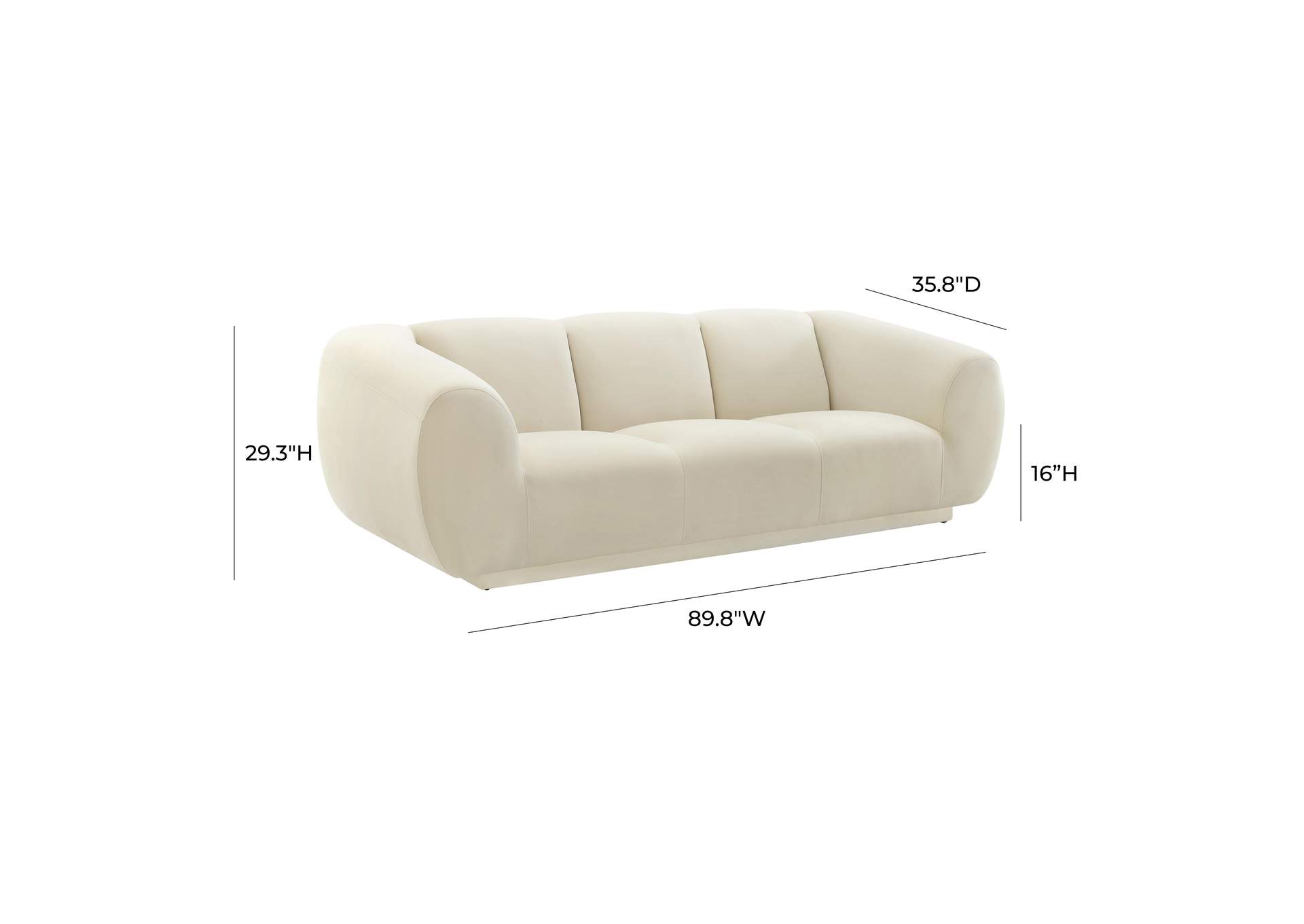 Emmet Cream Velvet Sofa image 6