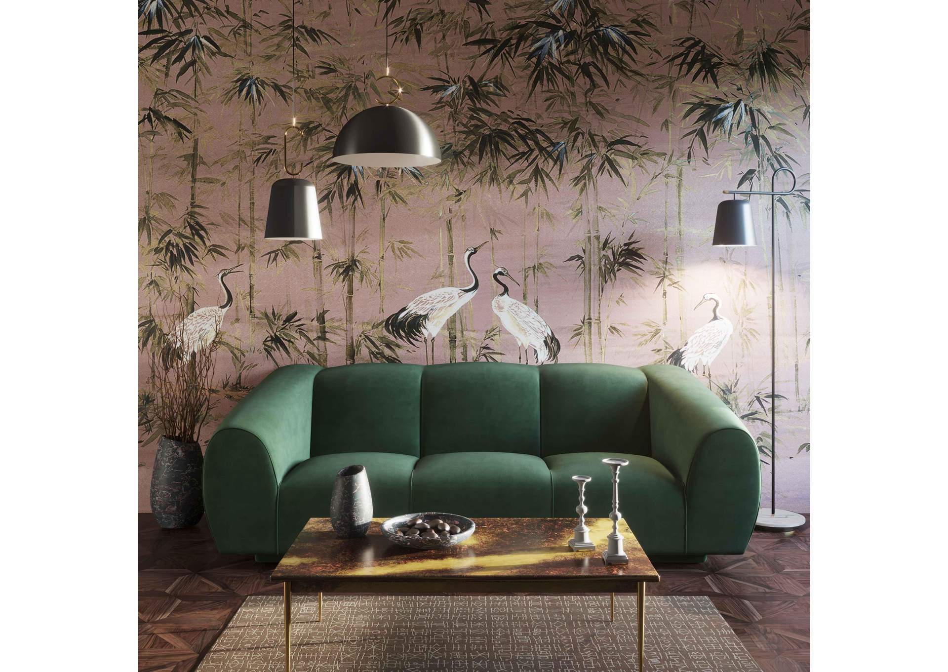 Emmet Forest Green Velvet Sofa image 3