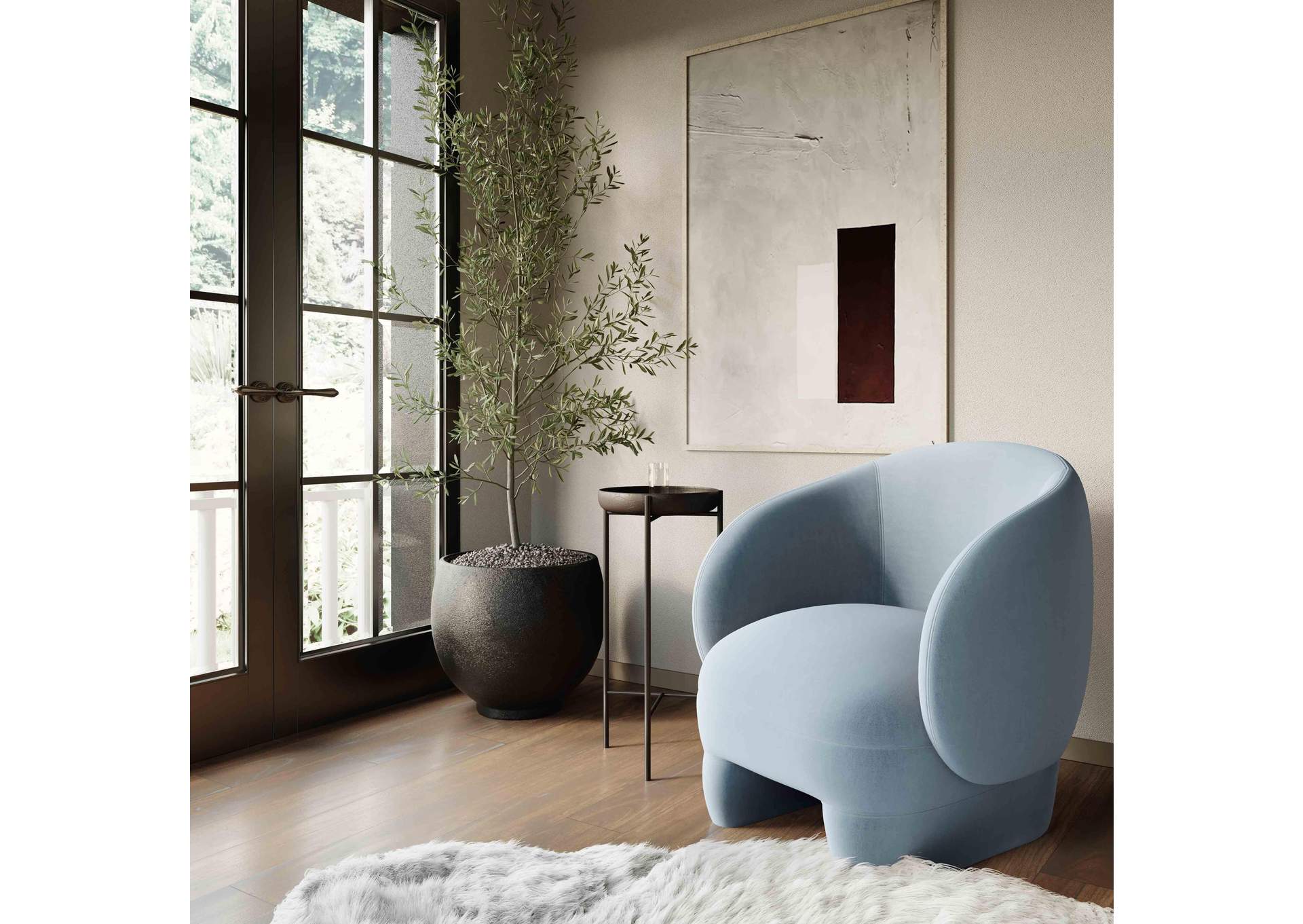 Kiki Blue Stone Velvet Accent Chair image 3