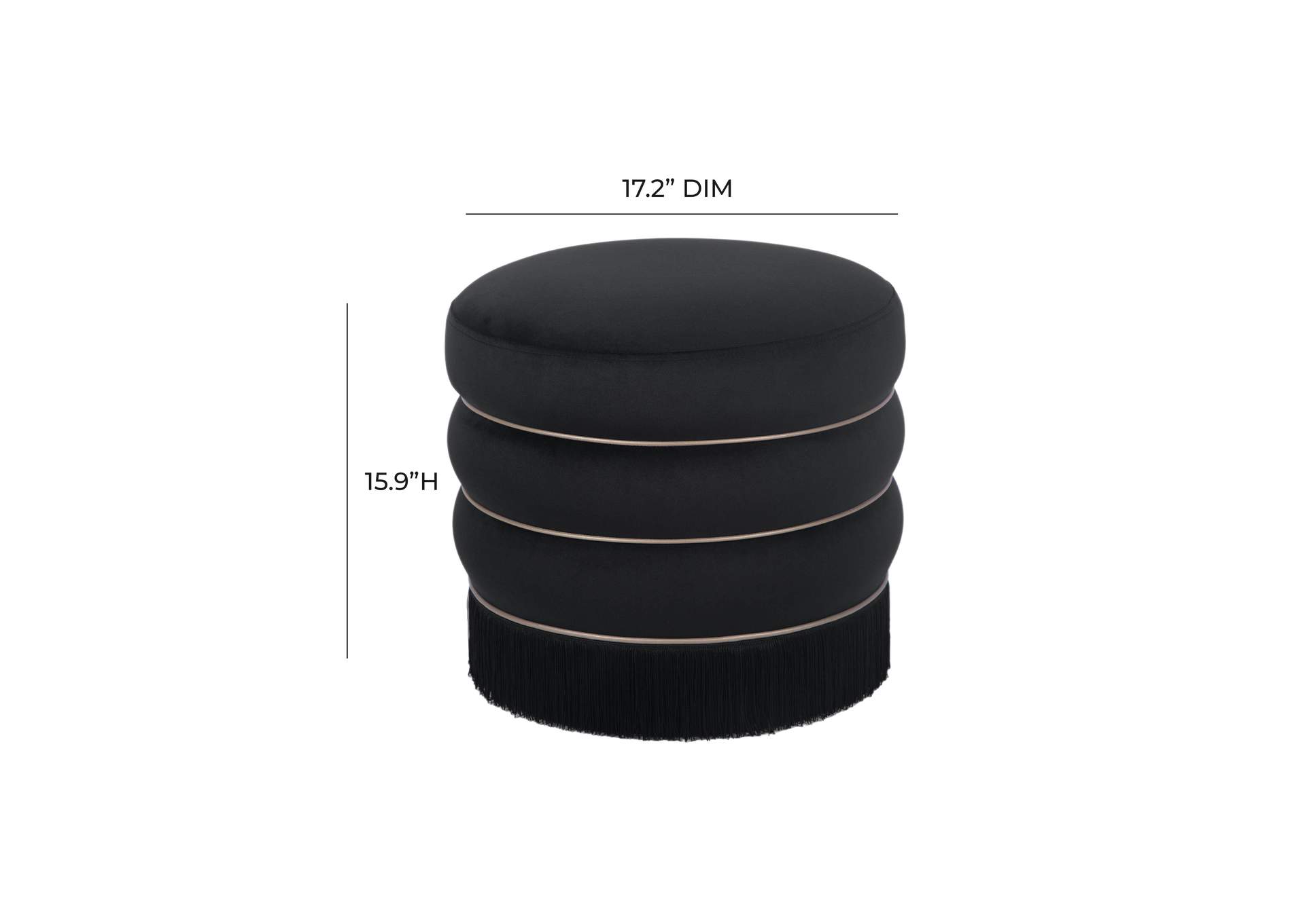 Lakka Black Velvet Ottoman image 9