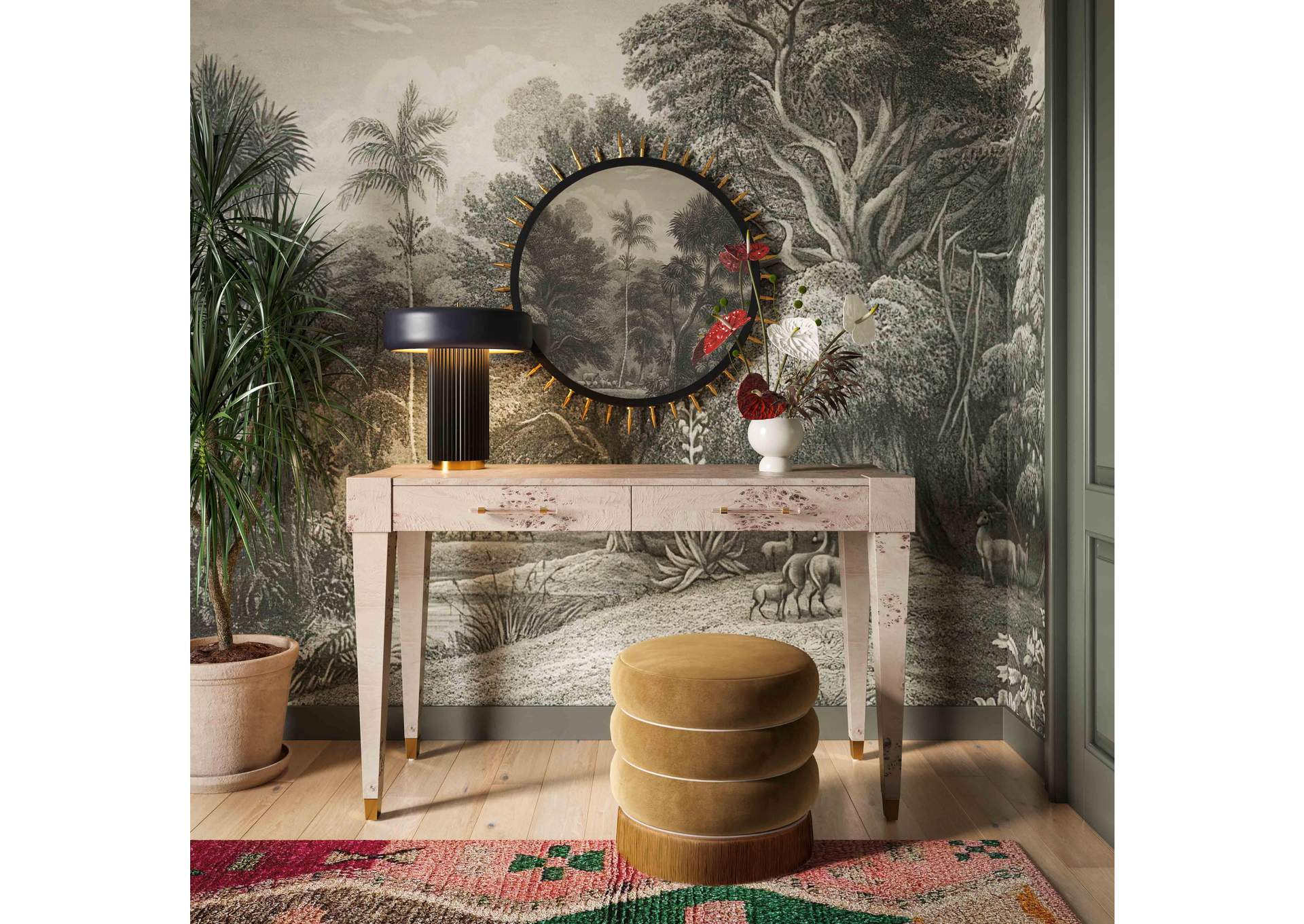Lakka Chocolate Velvet Ottoman image 3