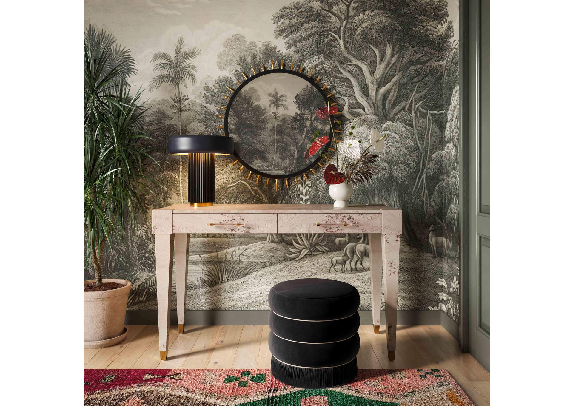 Lakka Black Velvet Ottoman image 3