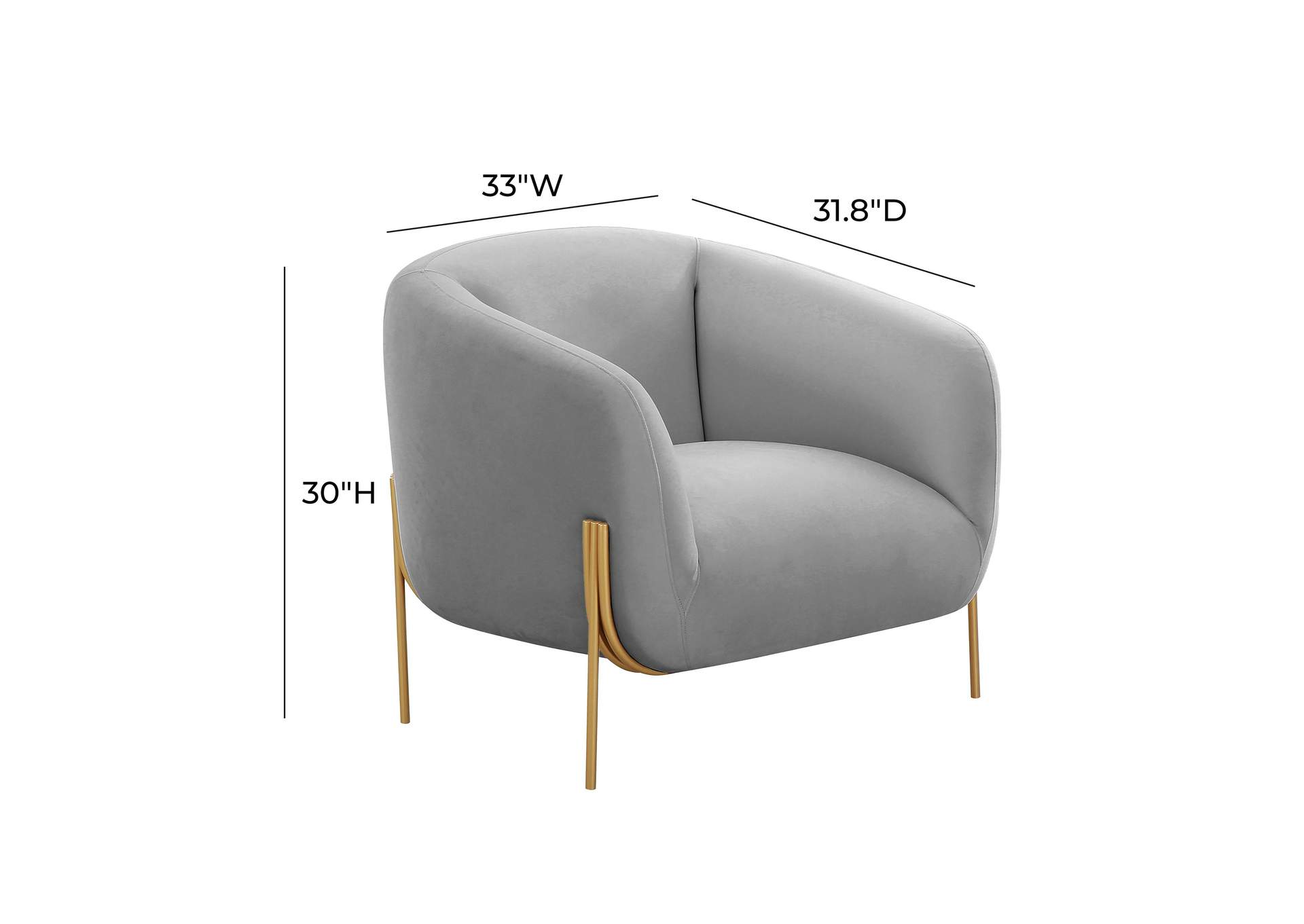 Kandra Grey Velvet Accent Chair image 7