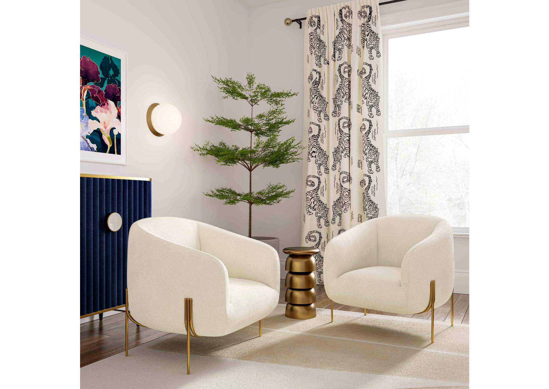 Kandra Cream Shearling Accent Chair image 3