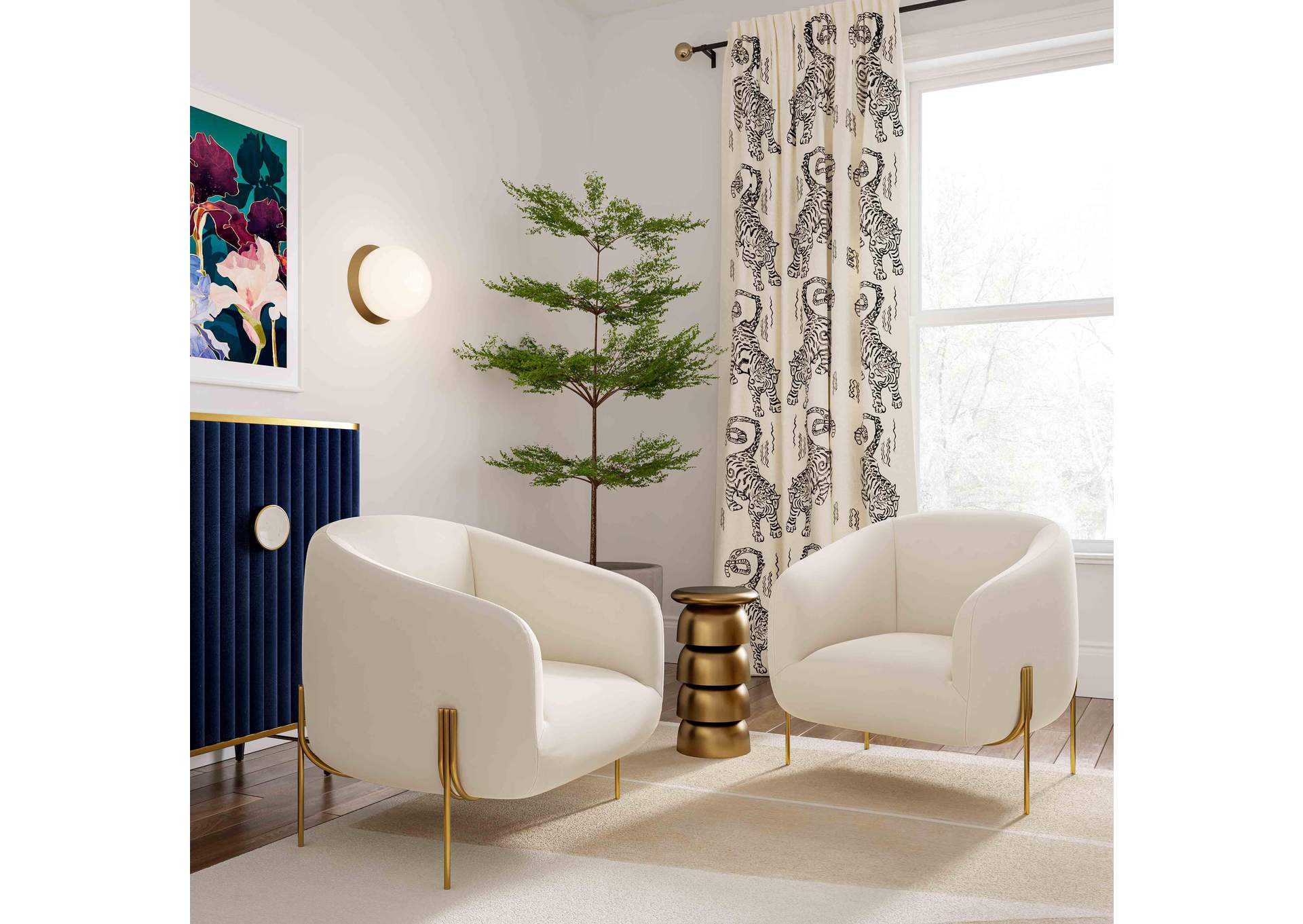 Kandra Cream Velvet Accent Chair image 3