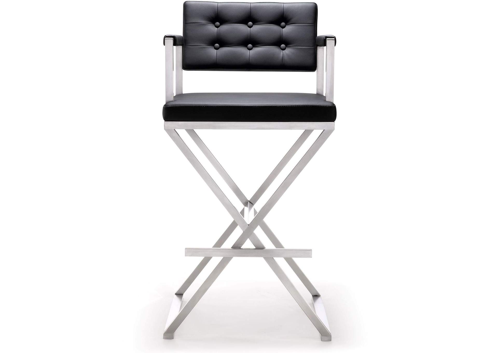 Director Black Performance Vegan Leather and Stainless Steel Barstool image 5