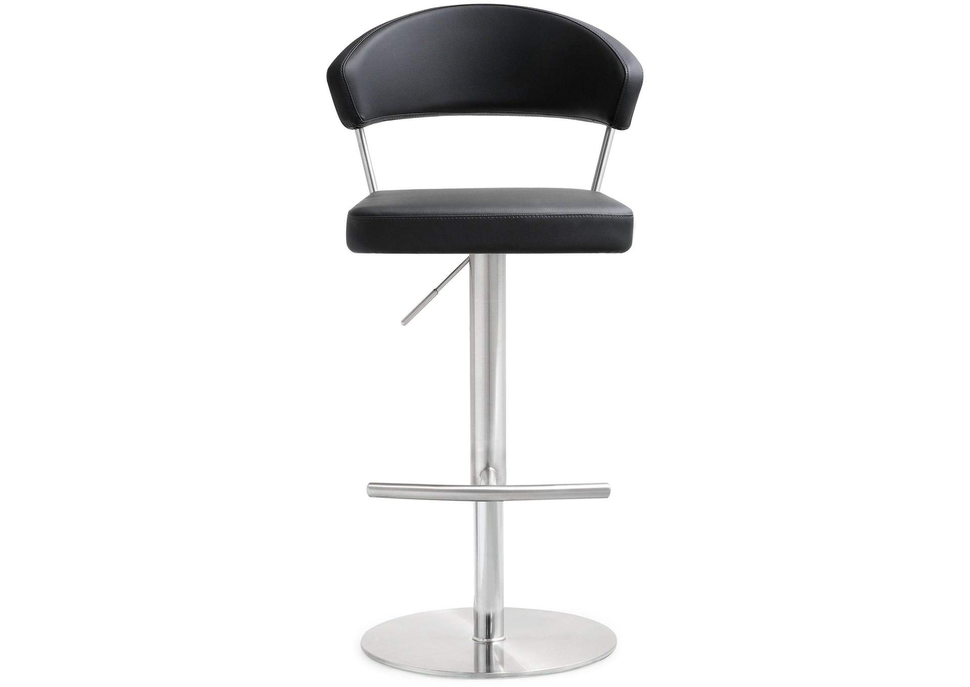 Cosmo Black Performance Vegan Leather and Stainless Steel Barstool image 5