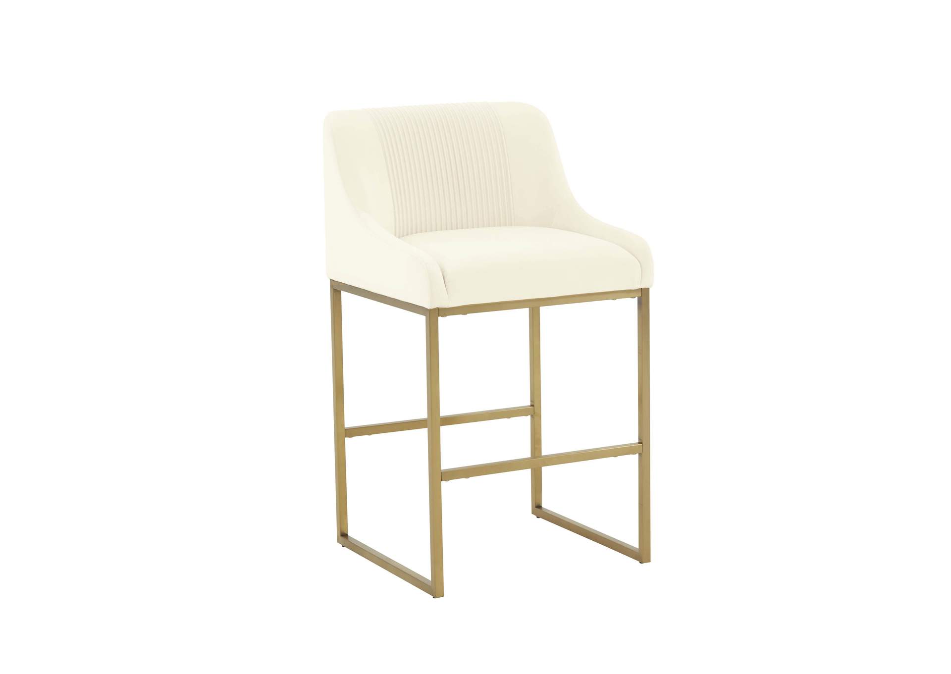 Lisa Cream Pleated Velvet Counter Stool image 1