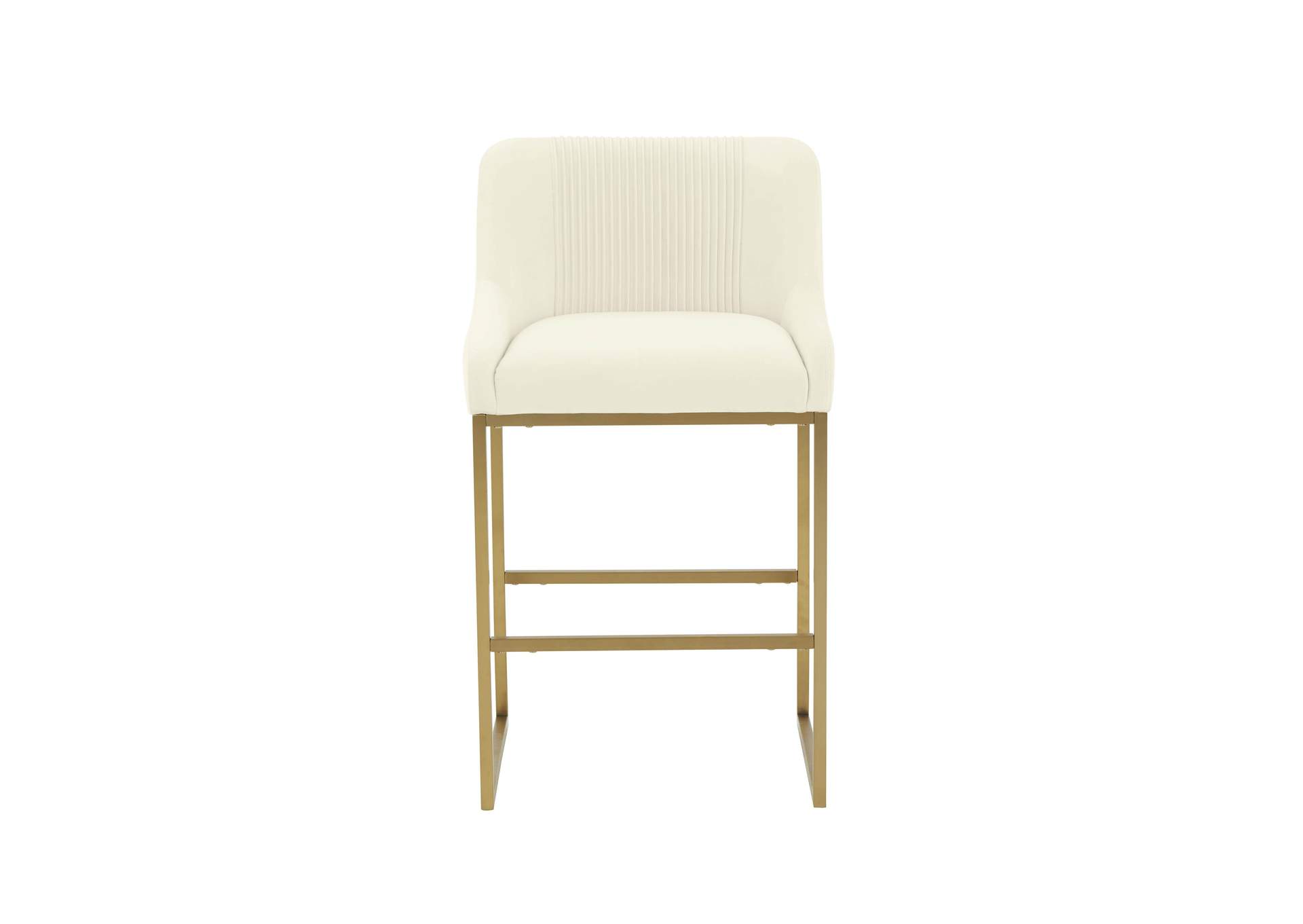 Lisa Cream Pleated Velvet Counter Stool image 4